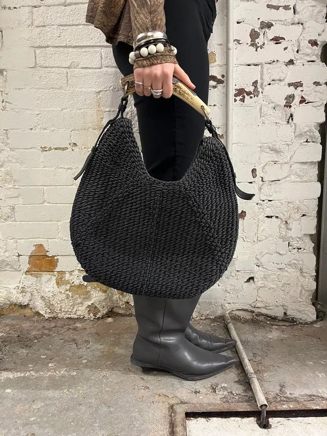 Yves Saint Laurent 2000s Yves Saint Laurent Mombasa Black Woven Knot Horn Handle Bag Size ONE SIZE - 2 Thumbnail