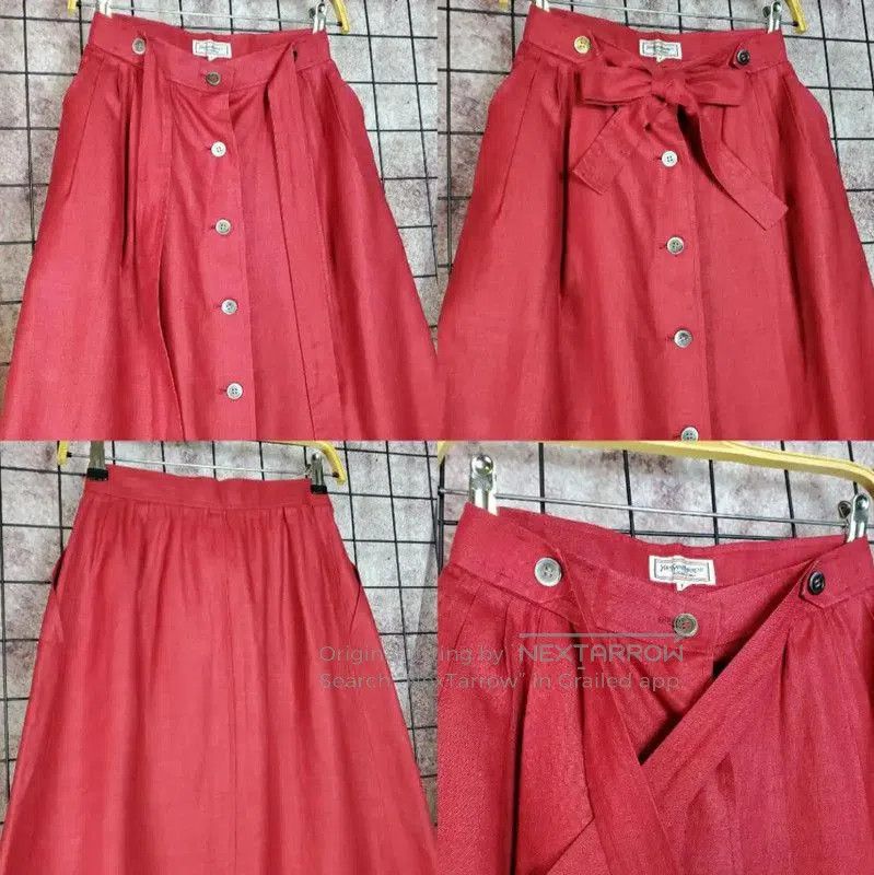 Other YSL Red Linen Midi Skirt for Summer . Size 29" - 2 Thumbnail