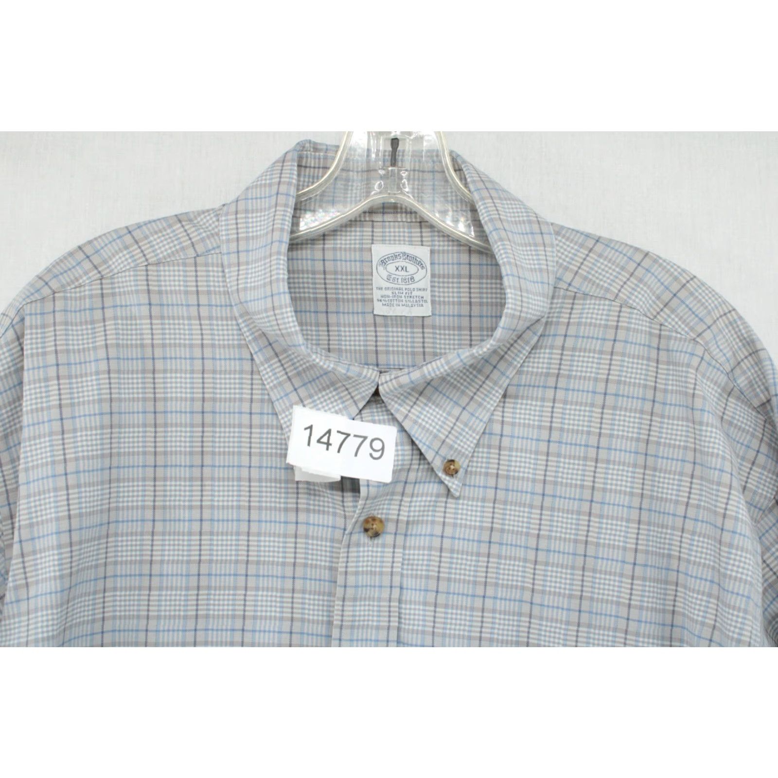 Brooks Brothers VINTAGE Brooks Brothers 1818 Slim Fit Shirt Men 2XL Plaid Gray Blue Long Sleeve Preppy Size US XXL / EU 58 / 5 - 7 Thumbnail