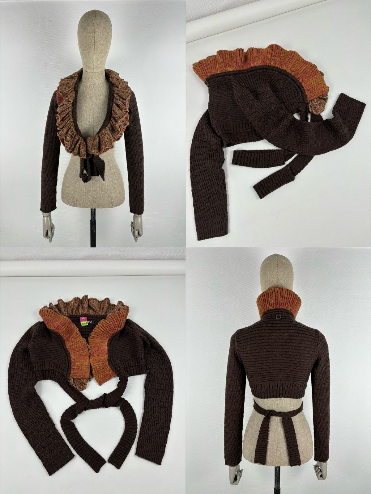Cop Copine SAVE THE QUEEN Wool Knit Shawl Cardigan Crop Bolero Sweater Size XL / US 12-14 / IT 48-50 - 1 Thumbnail