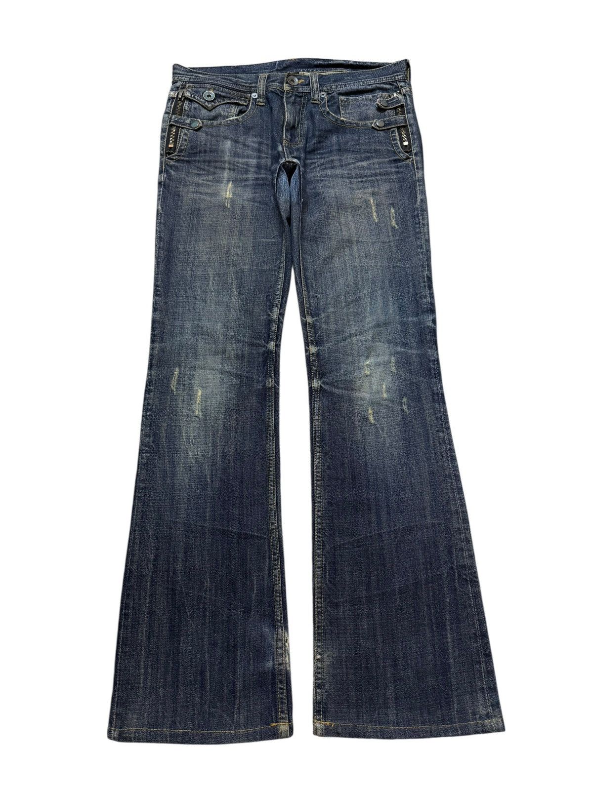 Kapital Vintage Japanese Brand Faded Wash Distress Wide Leg Flare Size US 34 / EU 50 - 1 Thumbnail