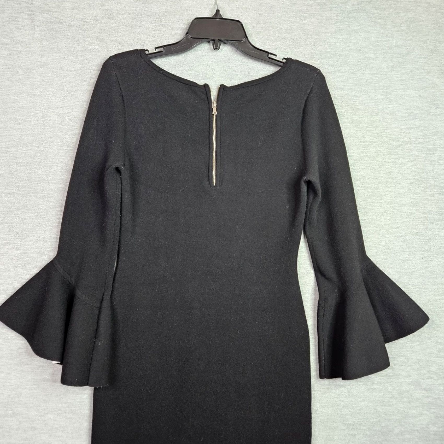 MILLY Milly Black Sheath Dress Women’s Size M Bell Sleeve Back Zip Sheath Dress Womens Regular M Black Bell Sleeve Zip Dress Size M / US 6-8 / IT 42-44 - 4 Thumbnail