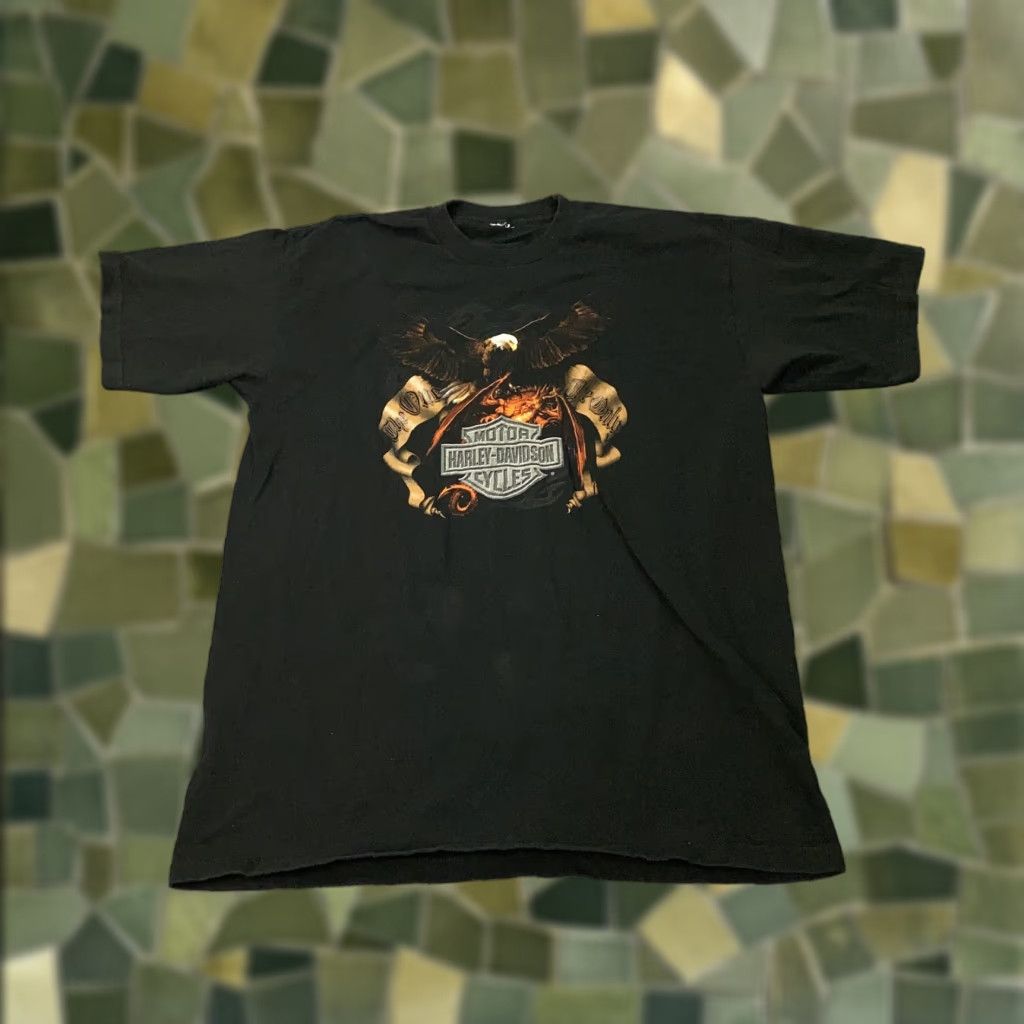 Harley Davidson VINTAGE Harley-Davidson Shirt Black Large 2002 Motorcycle Eagle Biker Mens Size US L / EU 52-54 / 3 - 1 Thumbnail