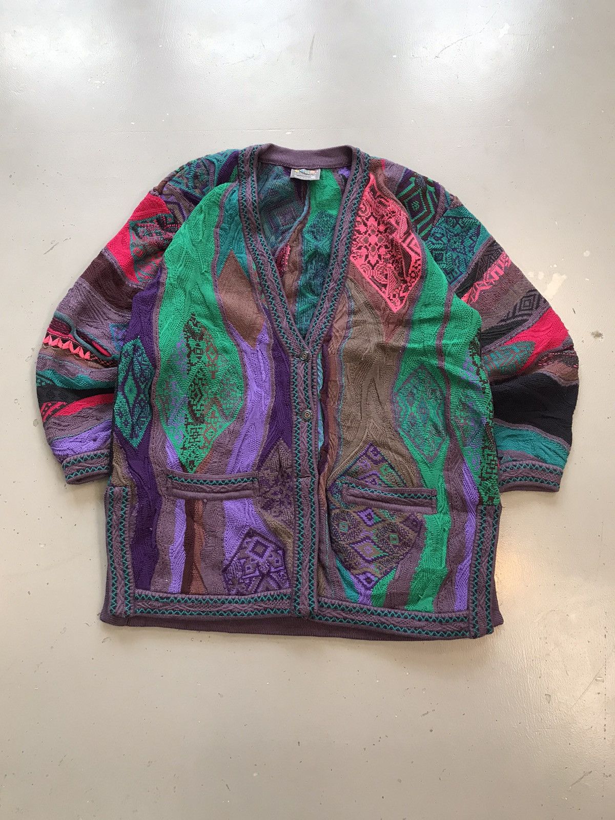 【Vintage】COOGI 3D KNIT CARDIGAN Vintage Coogi 3D multicolor knit cardigan