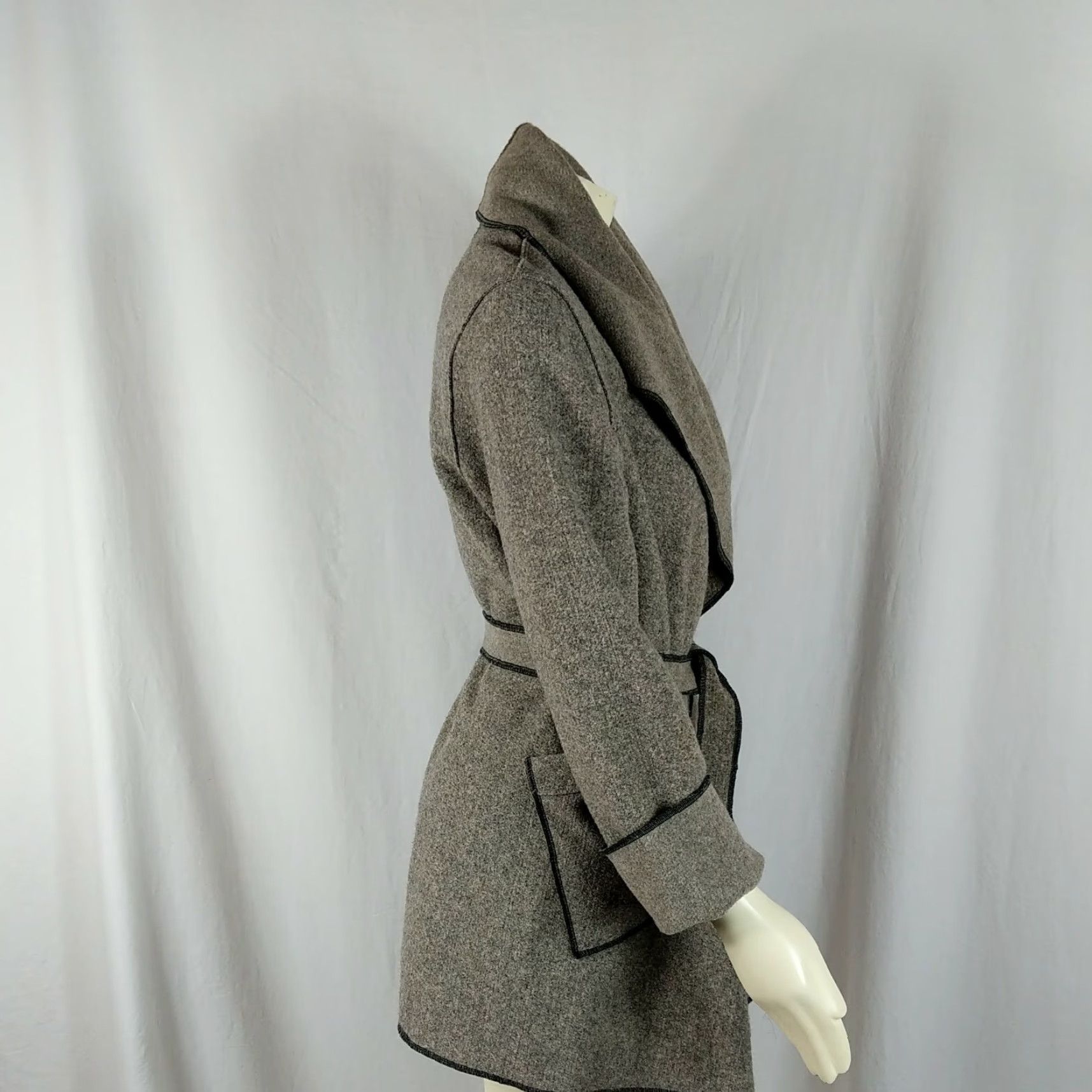 Vintage Janska Jacket Fleece Womens S Brown Wrap Shawl Pockets Comfort Edgy Lagenlook Boho Casual Slim Fit Size S / US 4 / IT 40 - 3 Thumbnail