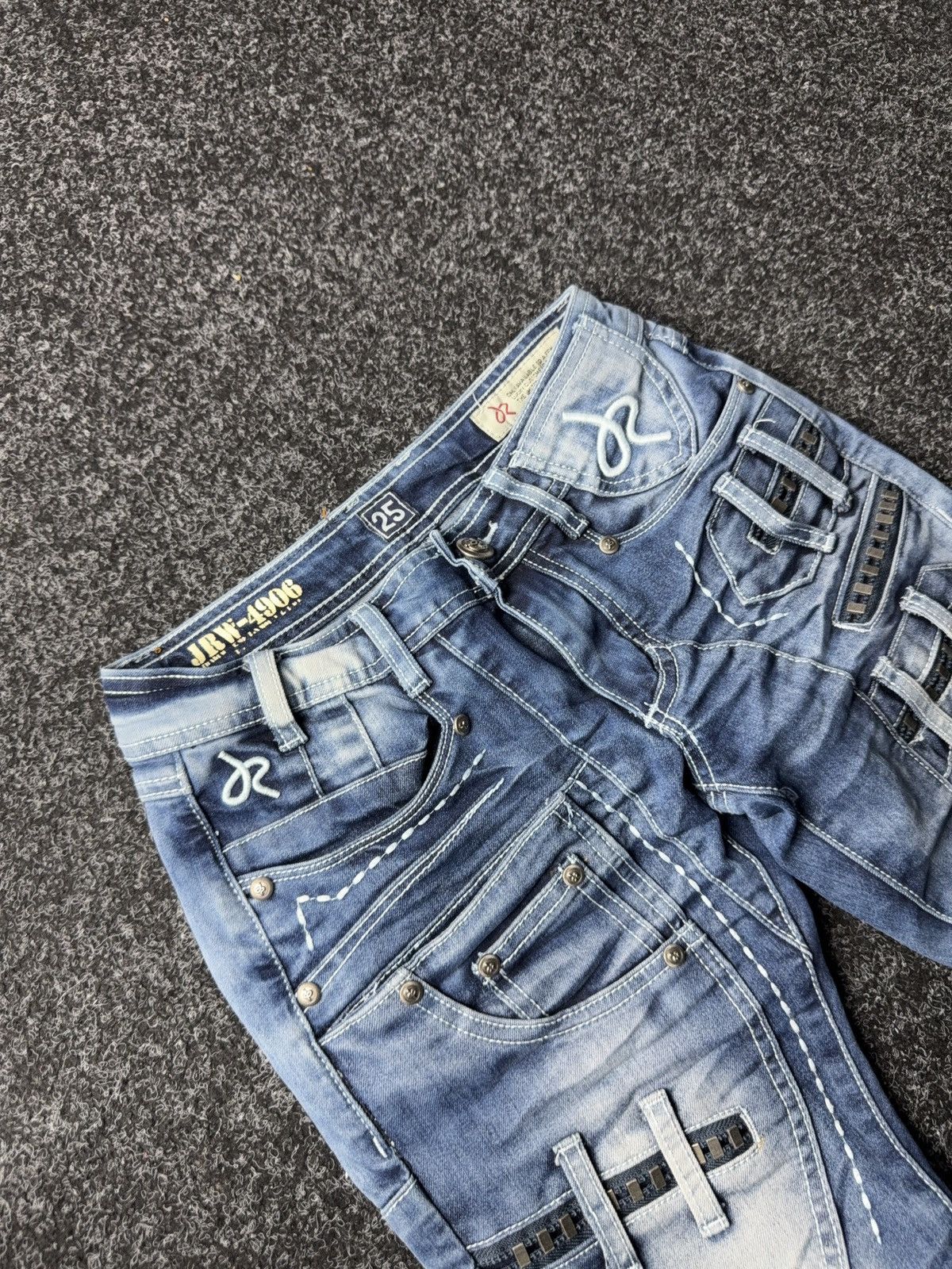Japanese Brand Y2K JRW-4906 Japanese Style 90s Distressed Moto m Jeans Size 25" / US 0 / IT 36 - 8 Thumbnail
