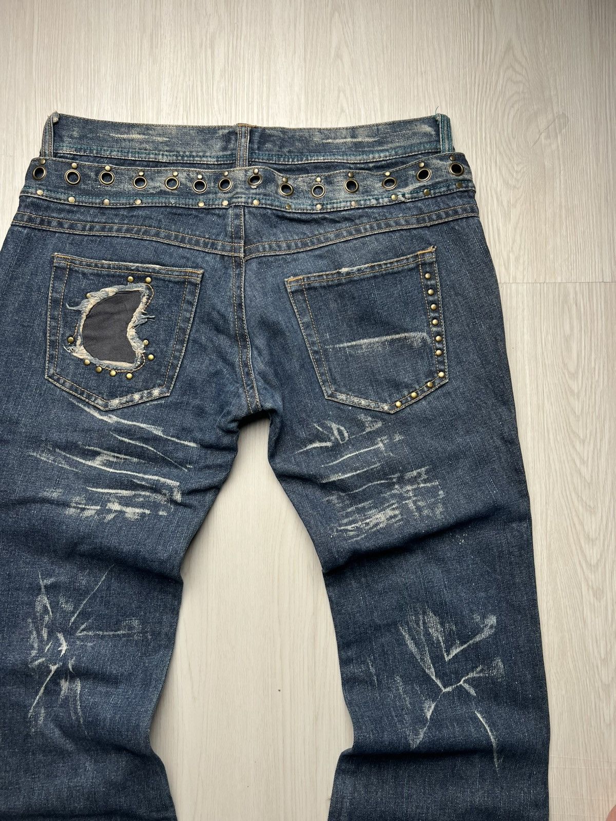 If Six Was Nine Lowbox Double Waist Eyelet Lace Up Flared Denim Size US 33 - 5 Thumbnail