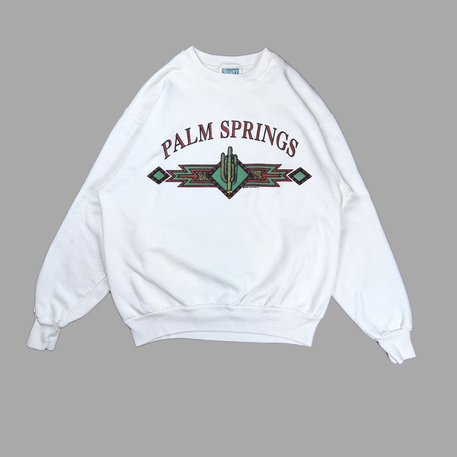 Vintage Vintage 90s Palm Springs Sweatshirt Crewneck White Large Size US L / EU 52-54 / 3 - 1 Thumbnail