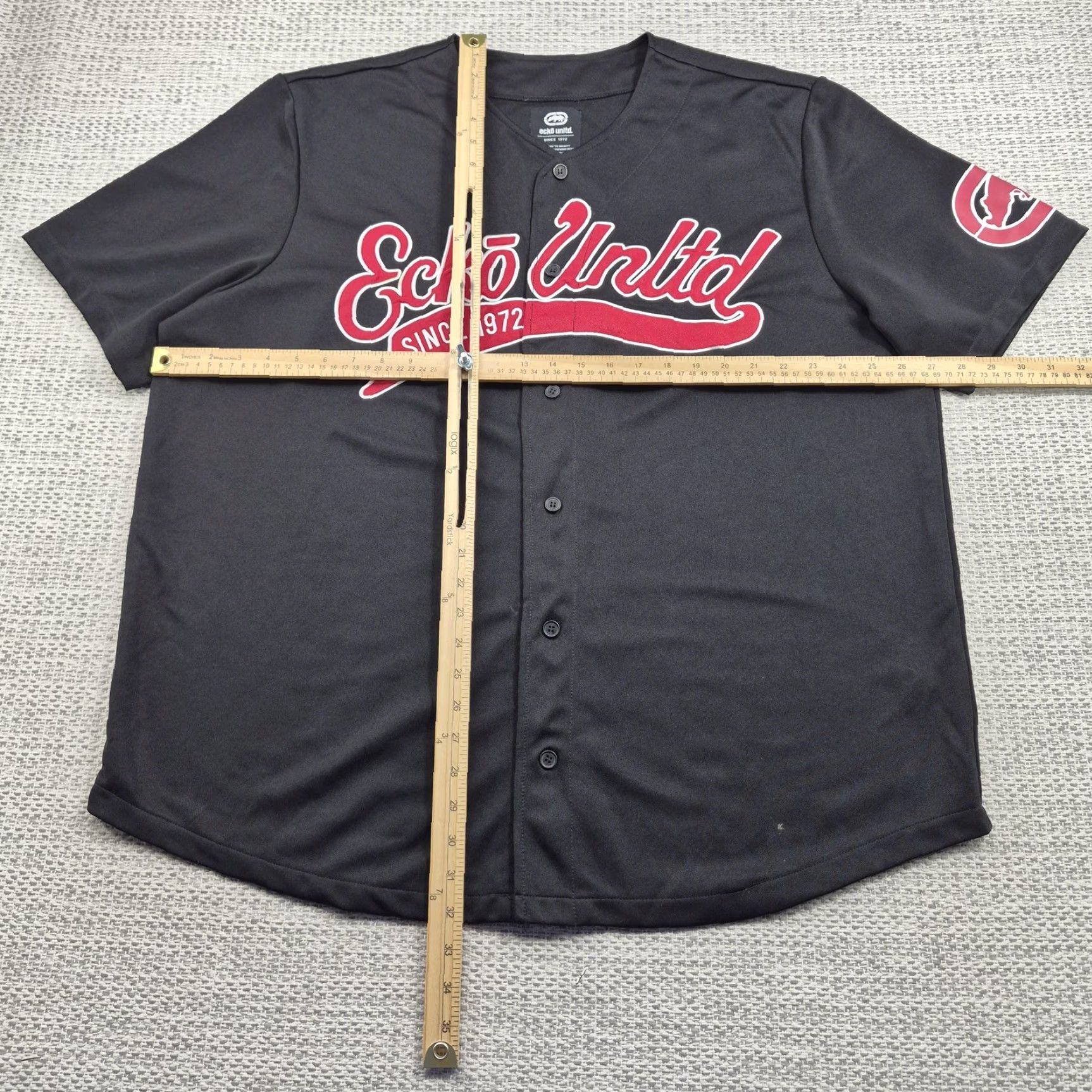 Ecko Unltd. Ecko Unltd Jersey Mens 2XL Black Button Baseball Since 1972 Graphic Logo Jersey 2XL Mens Black Graphic Print Sports Hip Hop 80s 90s Brand Clothing Size US XXL / EU 58 / 5 - 6 Thumbnail