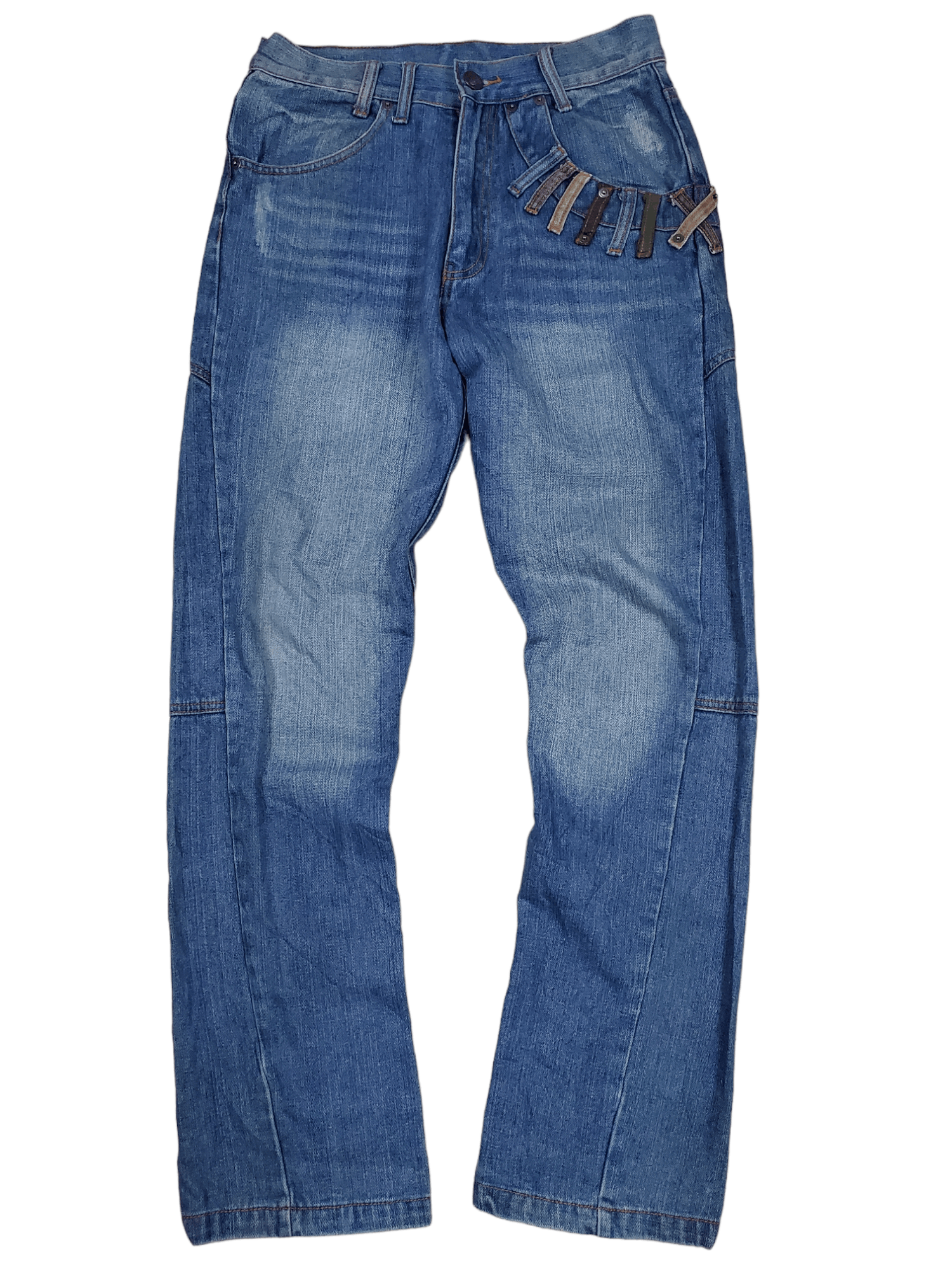 Japanese Brand × Vintage 🔥Vintage Denim Double Waist Rare Design 🔥 Size US 31 - 1 Thumbnail