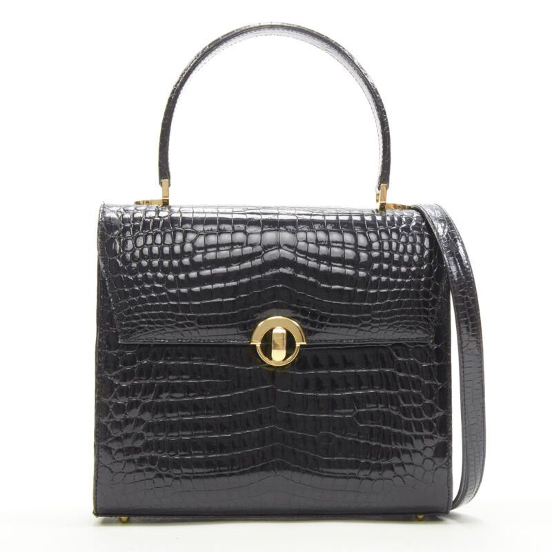 KWANPEN KWANPEN black polished leather gold turnlock crossbody flap satchel bag Size ONE SIZE - 1 Thumbnail
