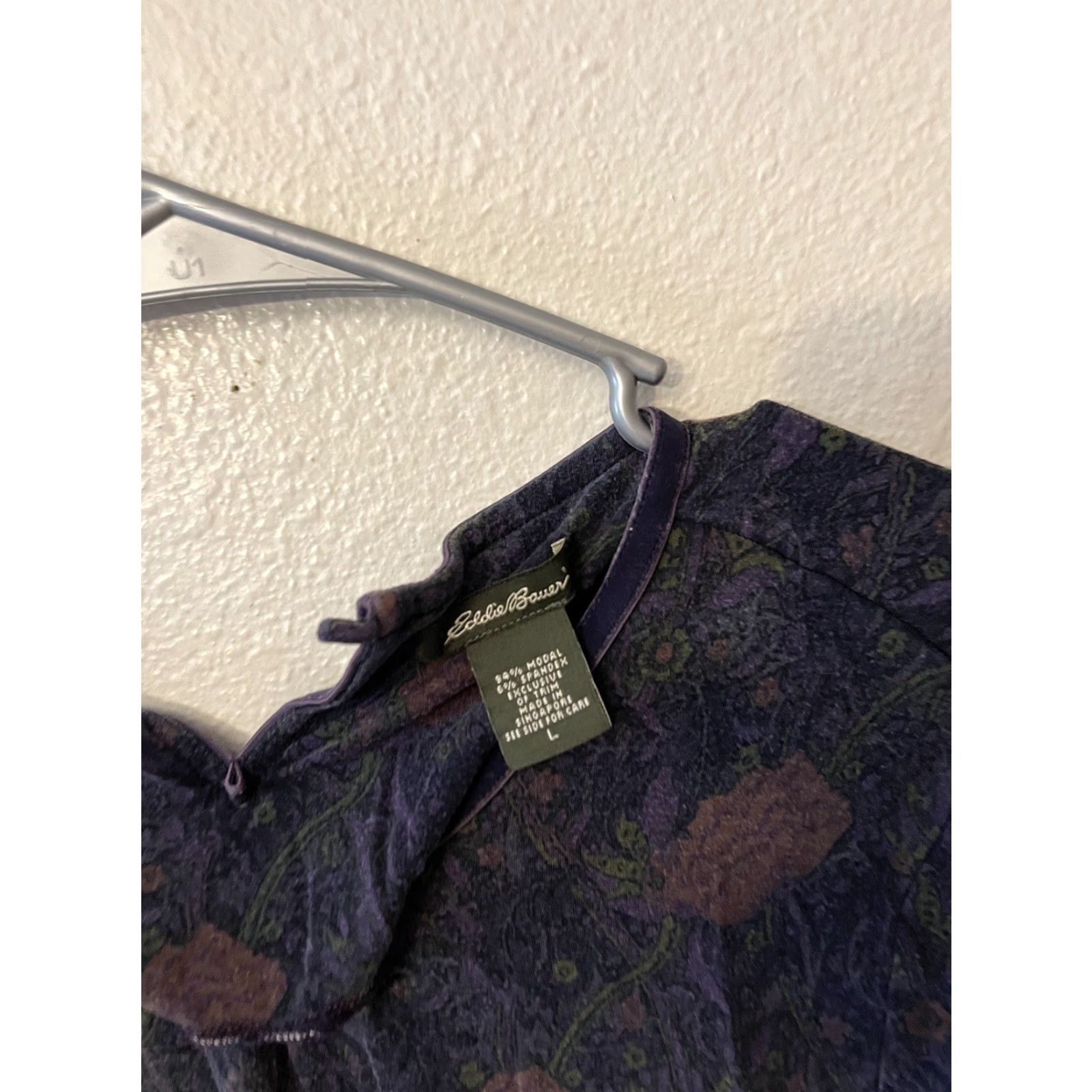 Eddie Bauer Eddie Bauer Long Sleeve Womens L Purple Floral with Velvety Trim"} Size L / US 10 / IT 46 - 2 Thumbnail