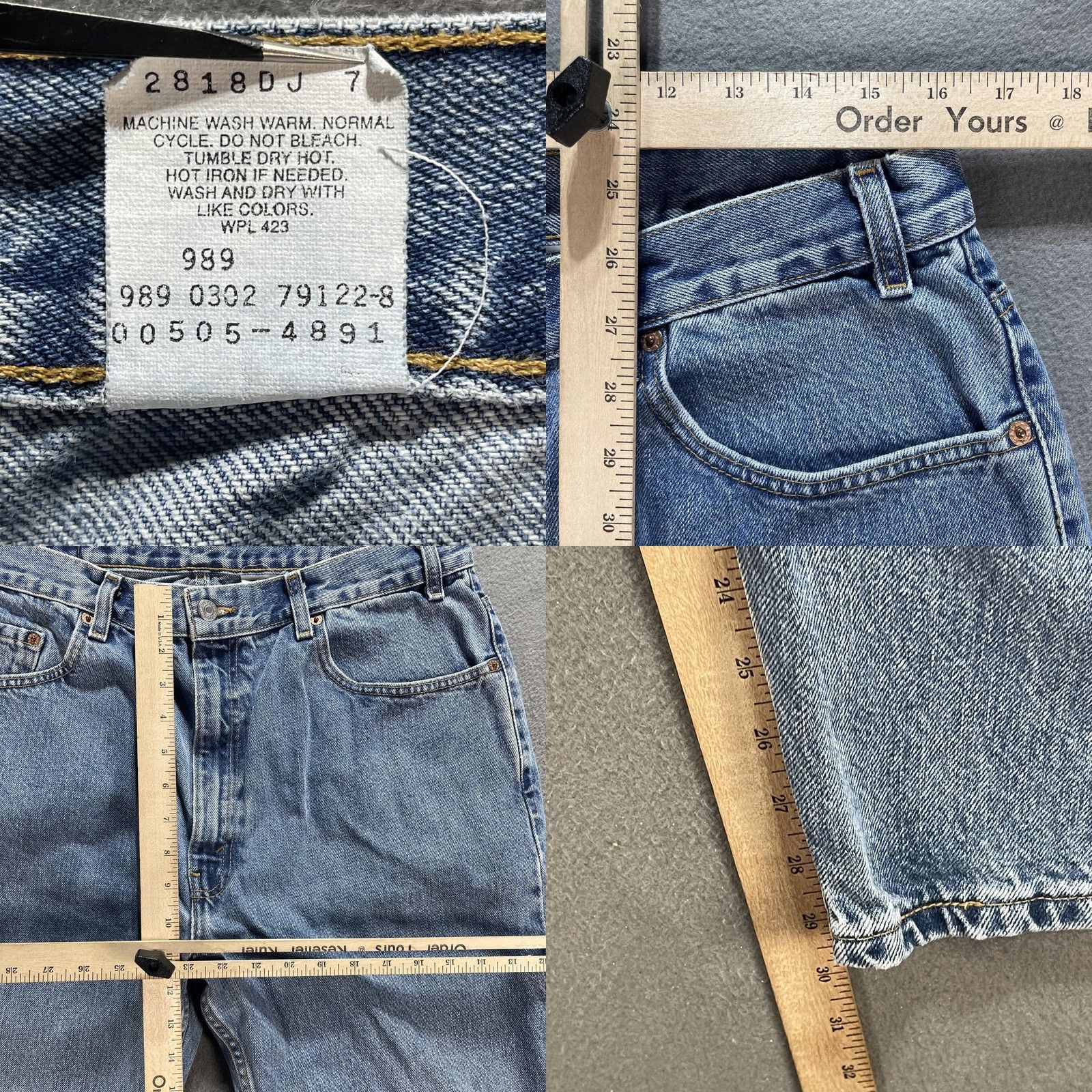 Levi's VINTAGE Levis 505 Jeans Mens 38x30 Blue Regular Fit Straight Leg Denim Pants Classic Size US 38 / EU 54 - 8 Thumbnail