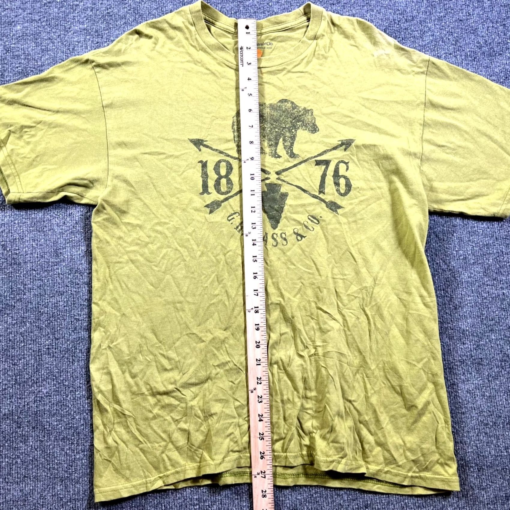 Vintage G.H. Bass & Co. T-Shirt Mens Olive Green Graphic Bear And Arrow 1876 Streetwear Large Size US L / EU 52-54 / 3 - 4 Thumbnail