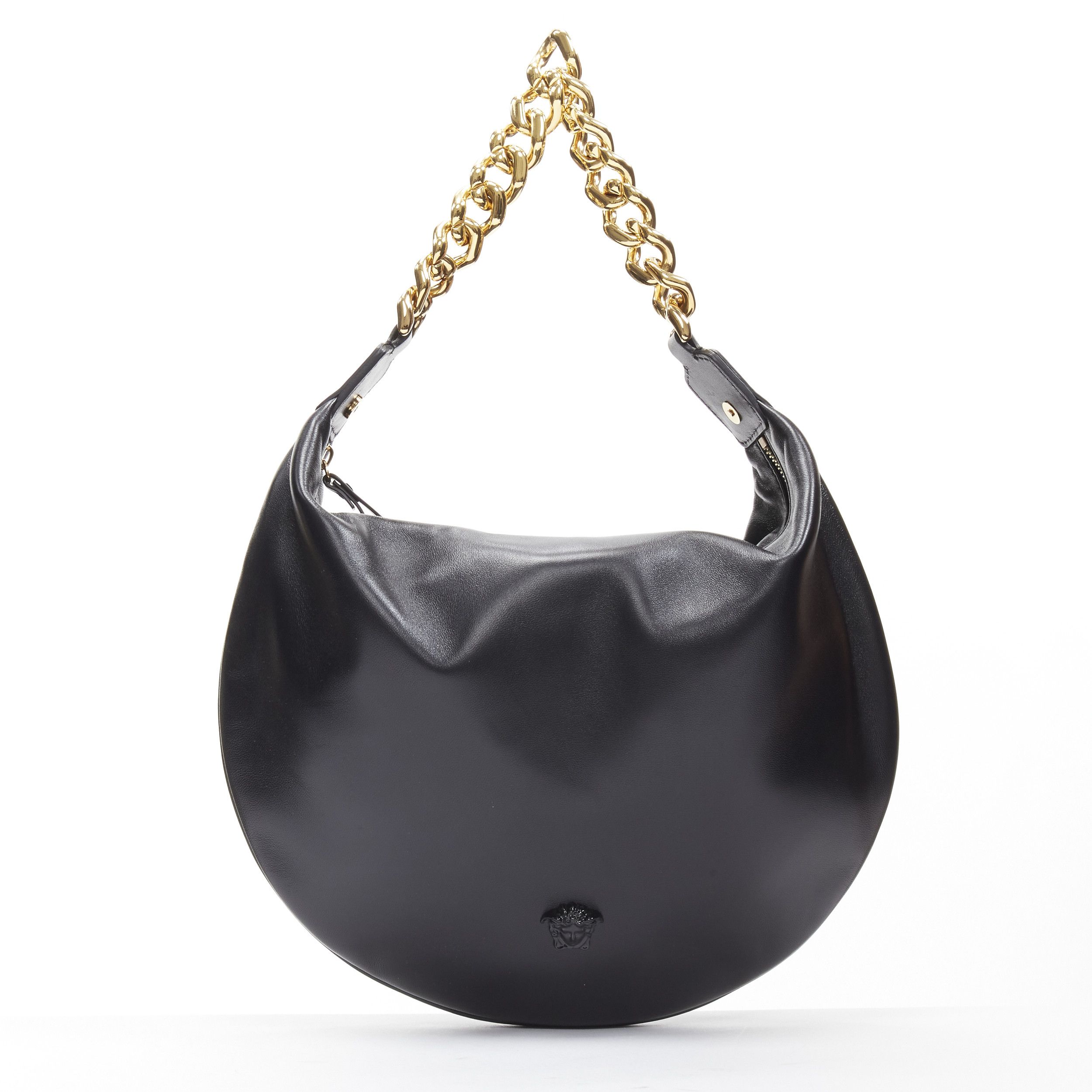 Versace new VERSACE Runway black medusa lamb leather gold tone chain hobo top handle bag Size ONE SIZE - 1 Thumbnail