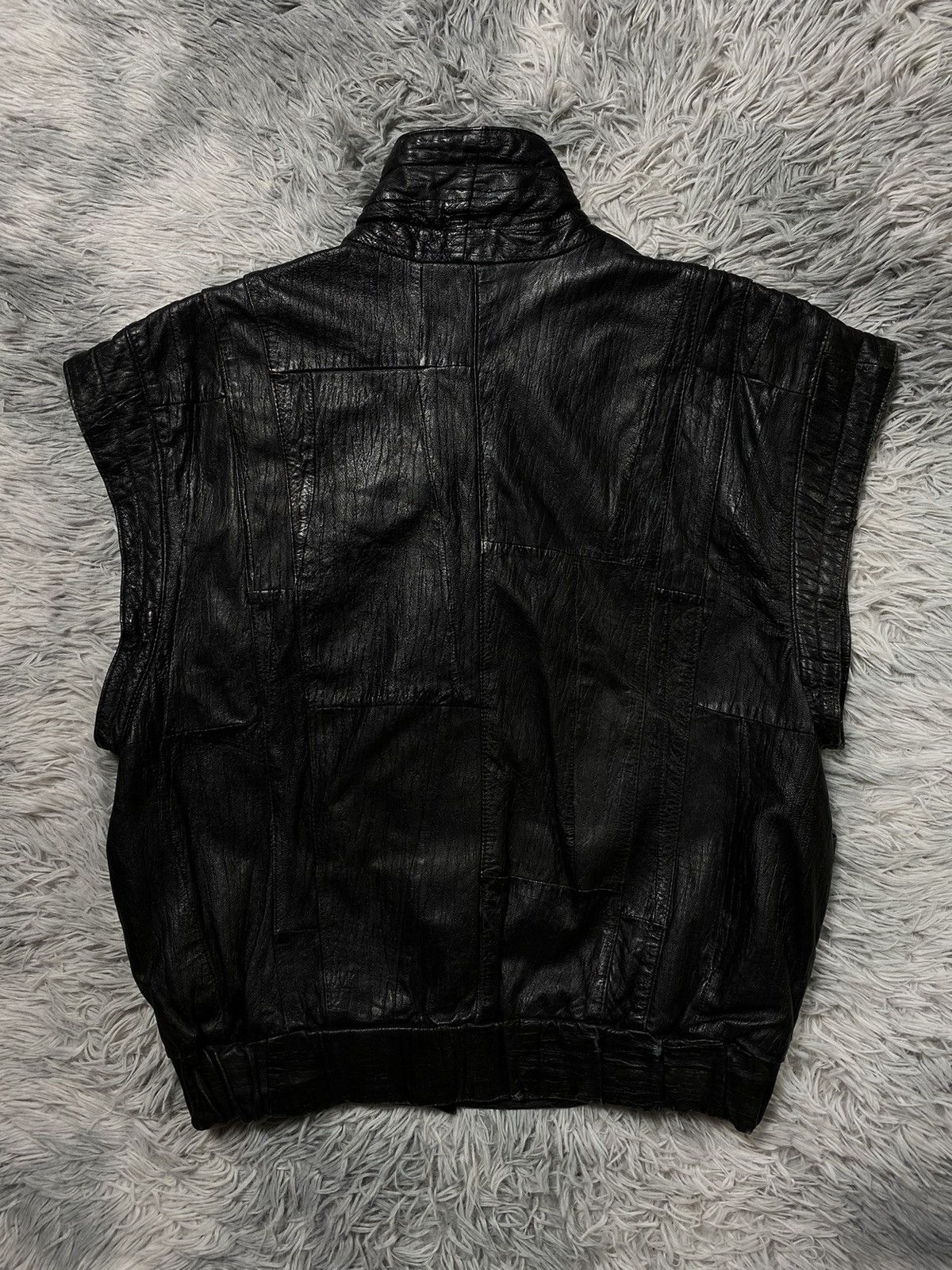 Genuine Leather Disstresed Vintage Black Sleeveless Jacket 36 Japanese Brand Size 36R - 7 Thumbnail