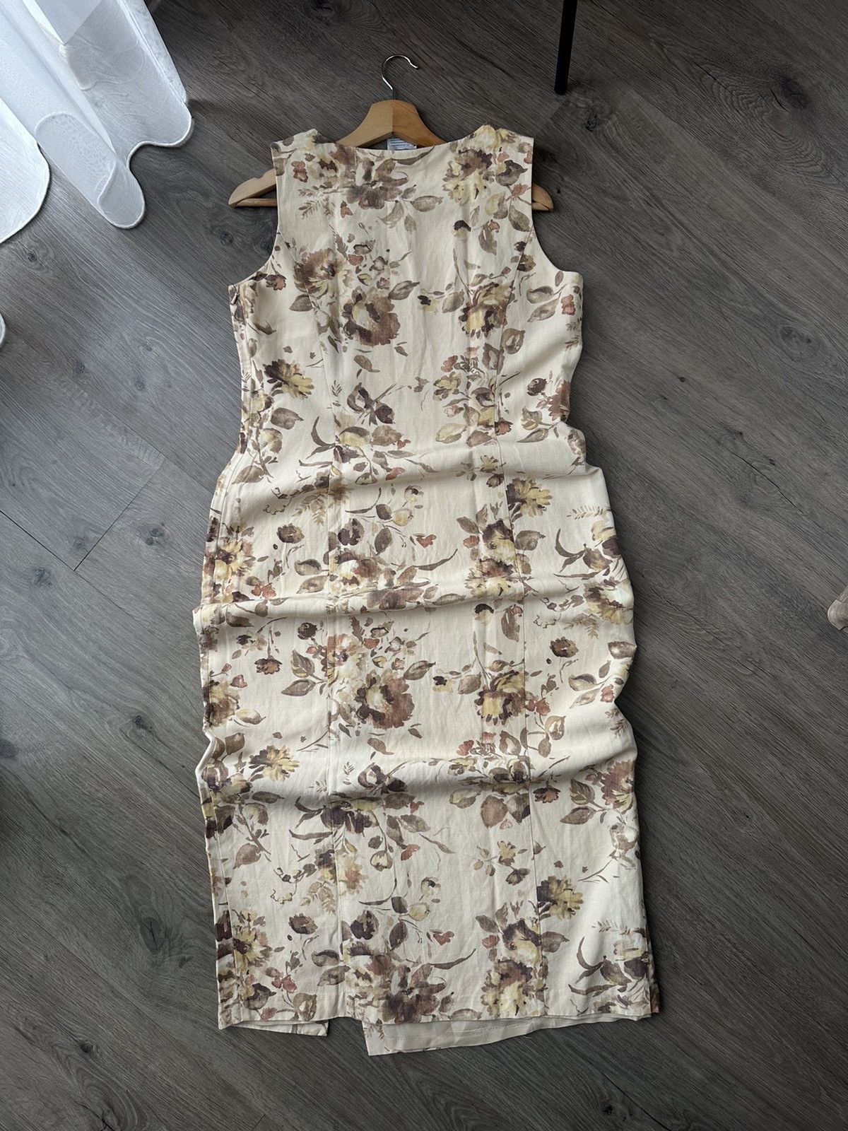 Laura Ashley Vintage Laura Ashley Beige Flowers Long Dress Size L / US 10 / IT 46 - 8 Thumbnail