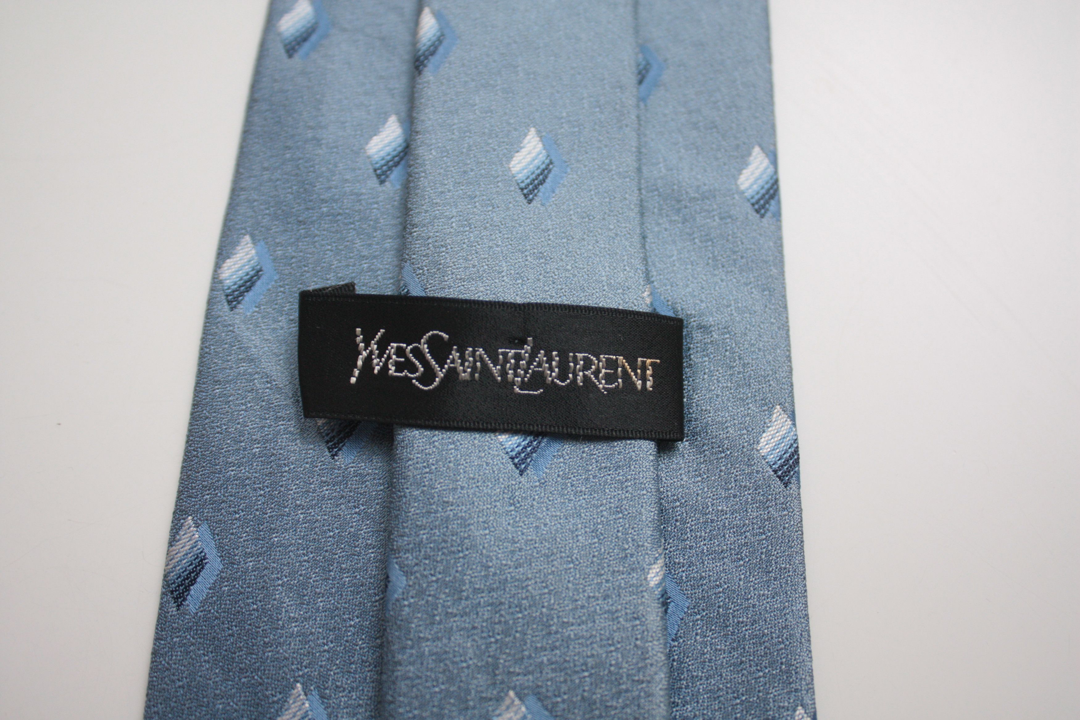 Yves Saint Laurent Yves Saint Laurent Vintage Blue Silk Tie Size ONE SIZE - 3 Thumbnail