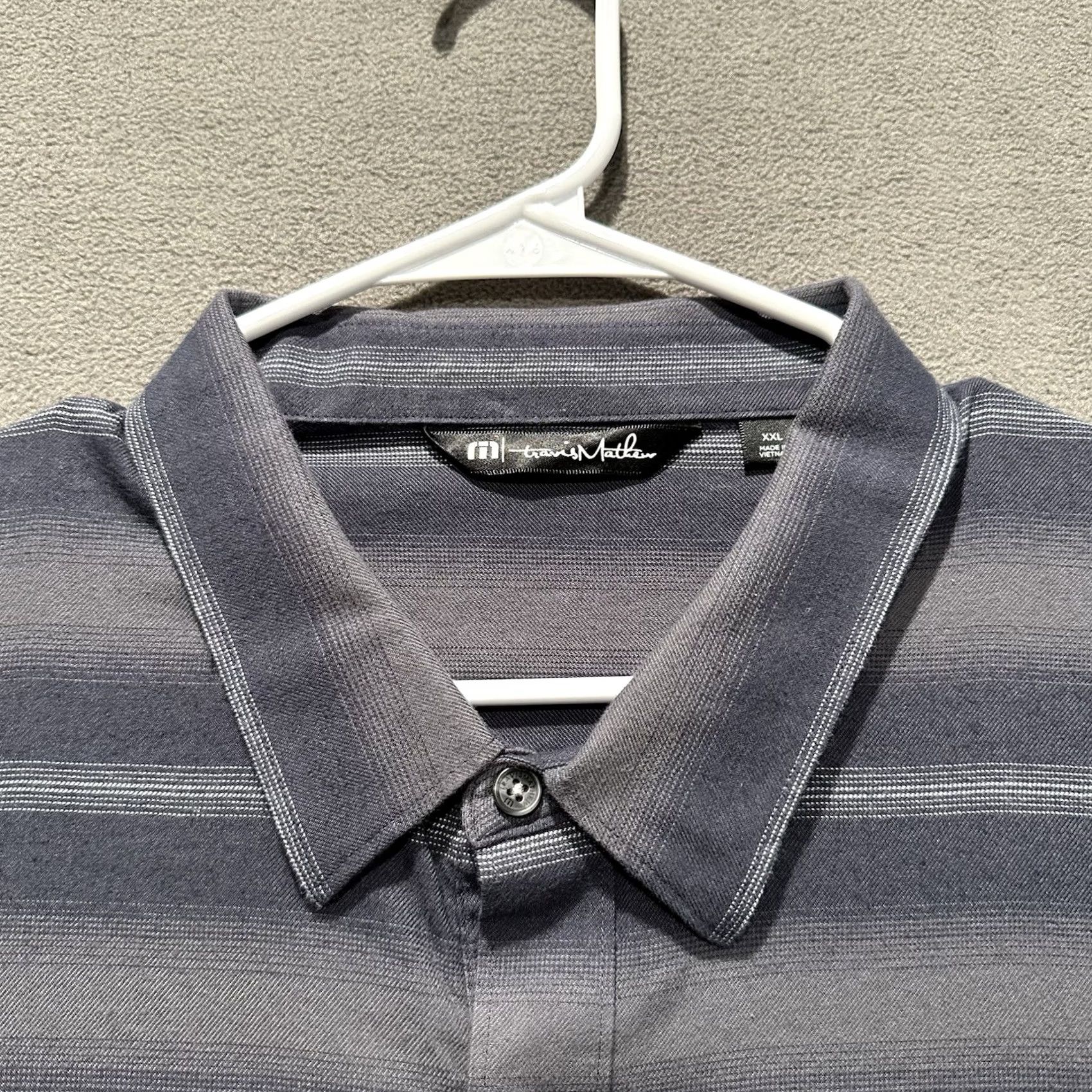 TravisMathew Travis Mathew Shirt Mens 2XL Gray Striped Long Sleeve Button Up Size US XXL / EU 58 / 5 - 3 Thumbnail