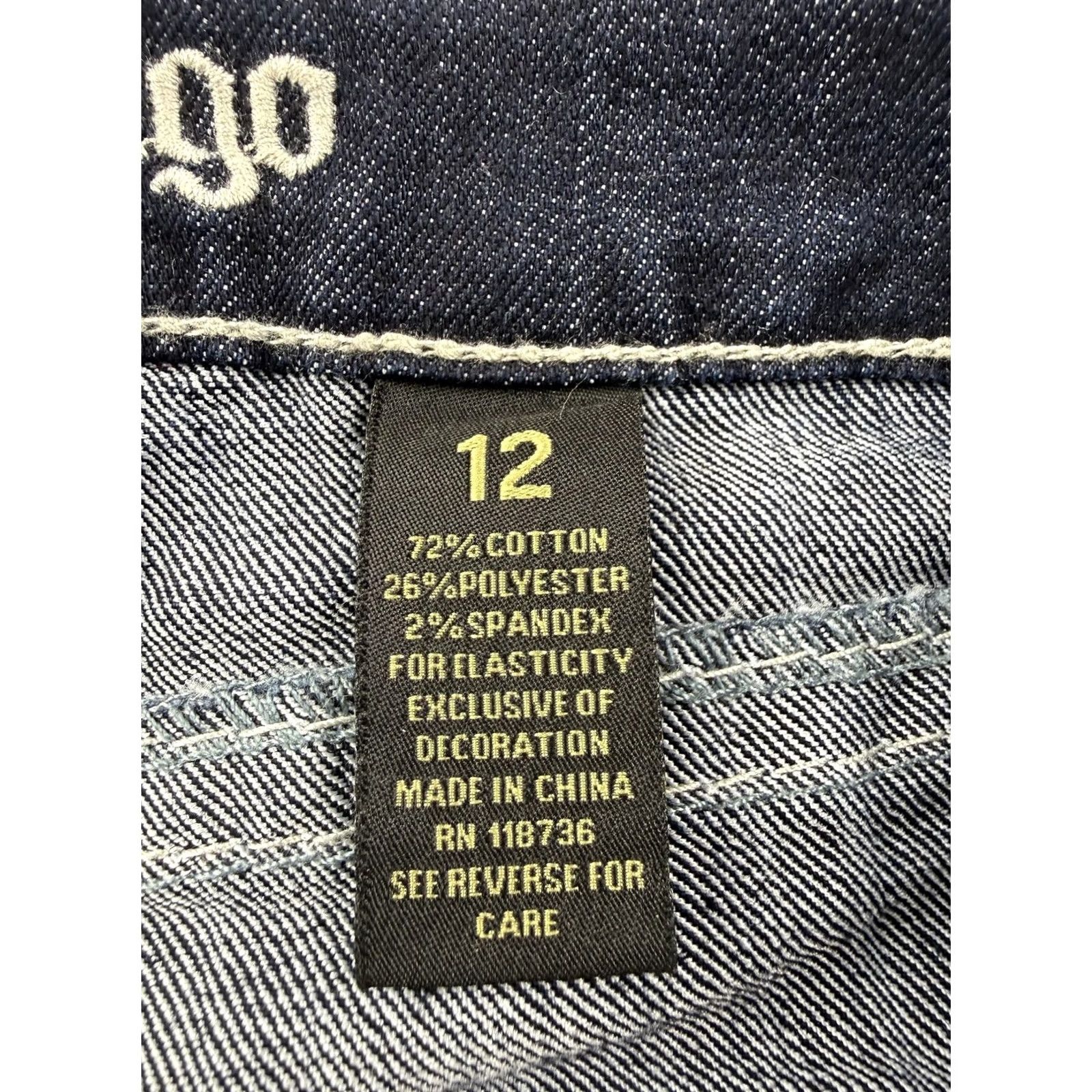 Denime Love Indigo Womens Capri Jeans Mid Rise 12 Blue Embroidered Studded Cuffed Denim Capris Size 34" / US 12 / IT 48 - 3 Thumbnail