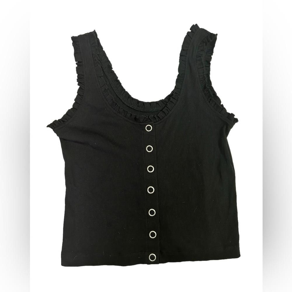 Chase Authentics Chaser l NWOT Black Ribbed Snap Button Tank Small Size S / US 4 / IT 40 - 1 Thumbnail