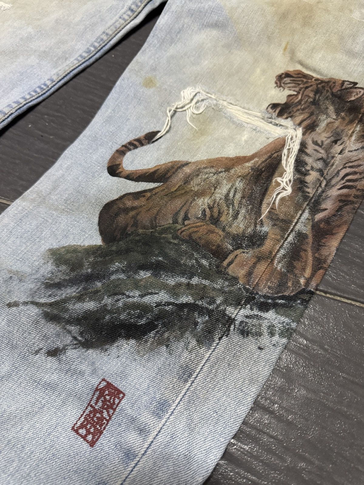 Levi's Made & Crafted Vintage Levis 501 x Sukajan Custom Ripped Jeans Size US 32 / EU 48 - 2 Thumbnail