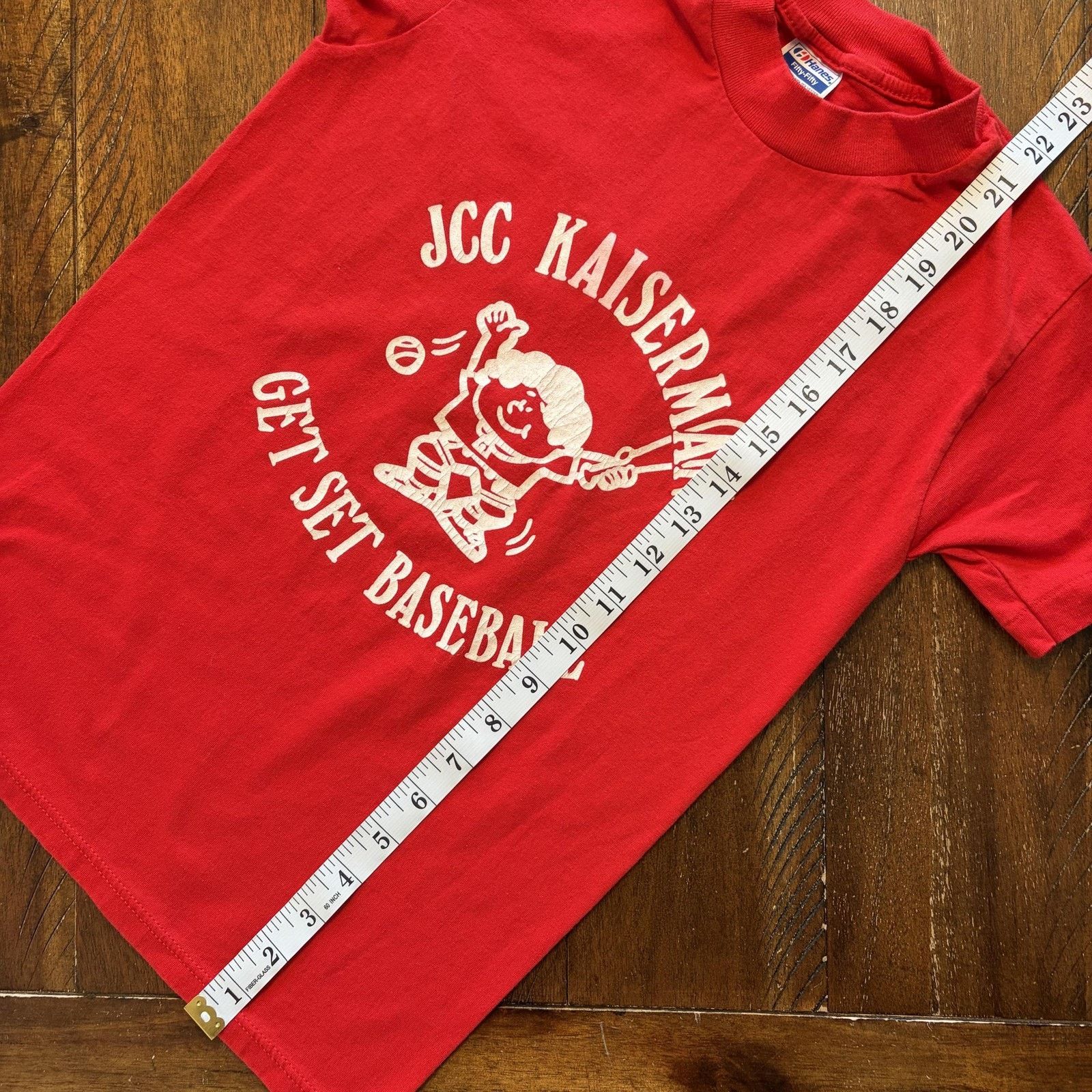 Hanes Vtg JCC Kaiserman Get Set Baseball Shirt Youth 10-12 Hanes Size US XXS / EU 40 - 7 Thumbnail