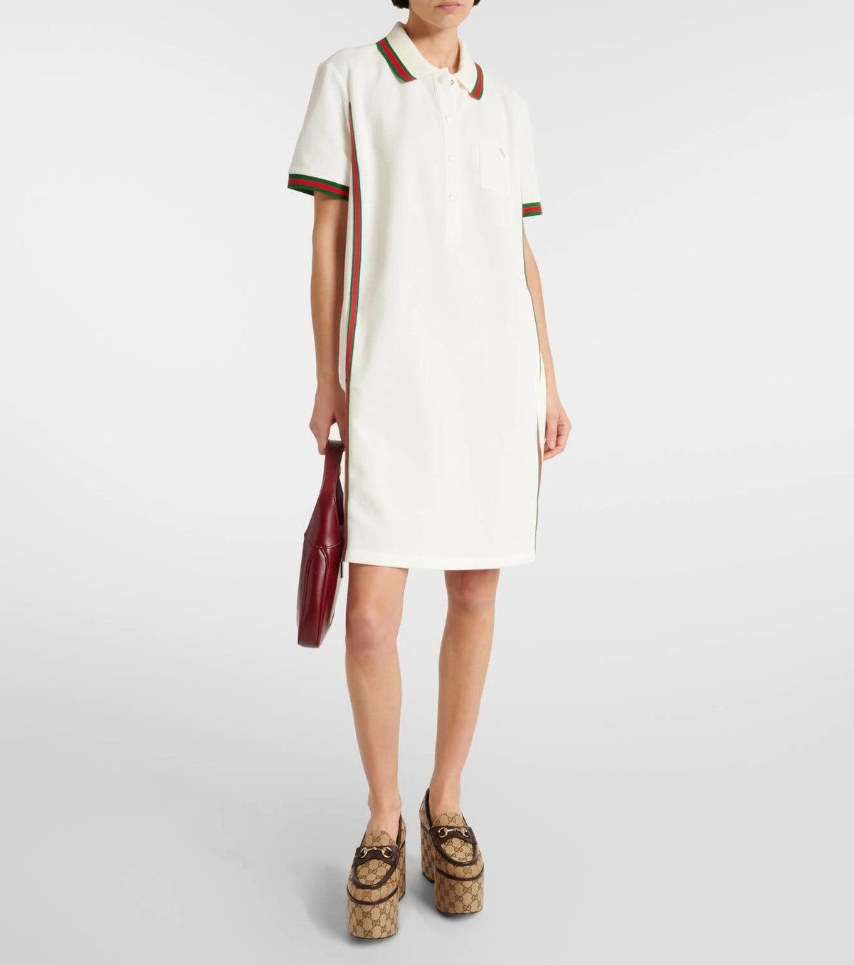 Gucci o1la5ras0526 Cotton Crepe Piquet Polo Dress in White Size XS / US 0-2 / IT 36-38 - 2 Thumbnail