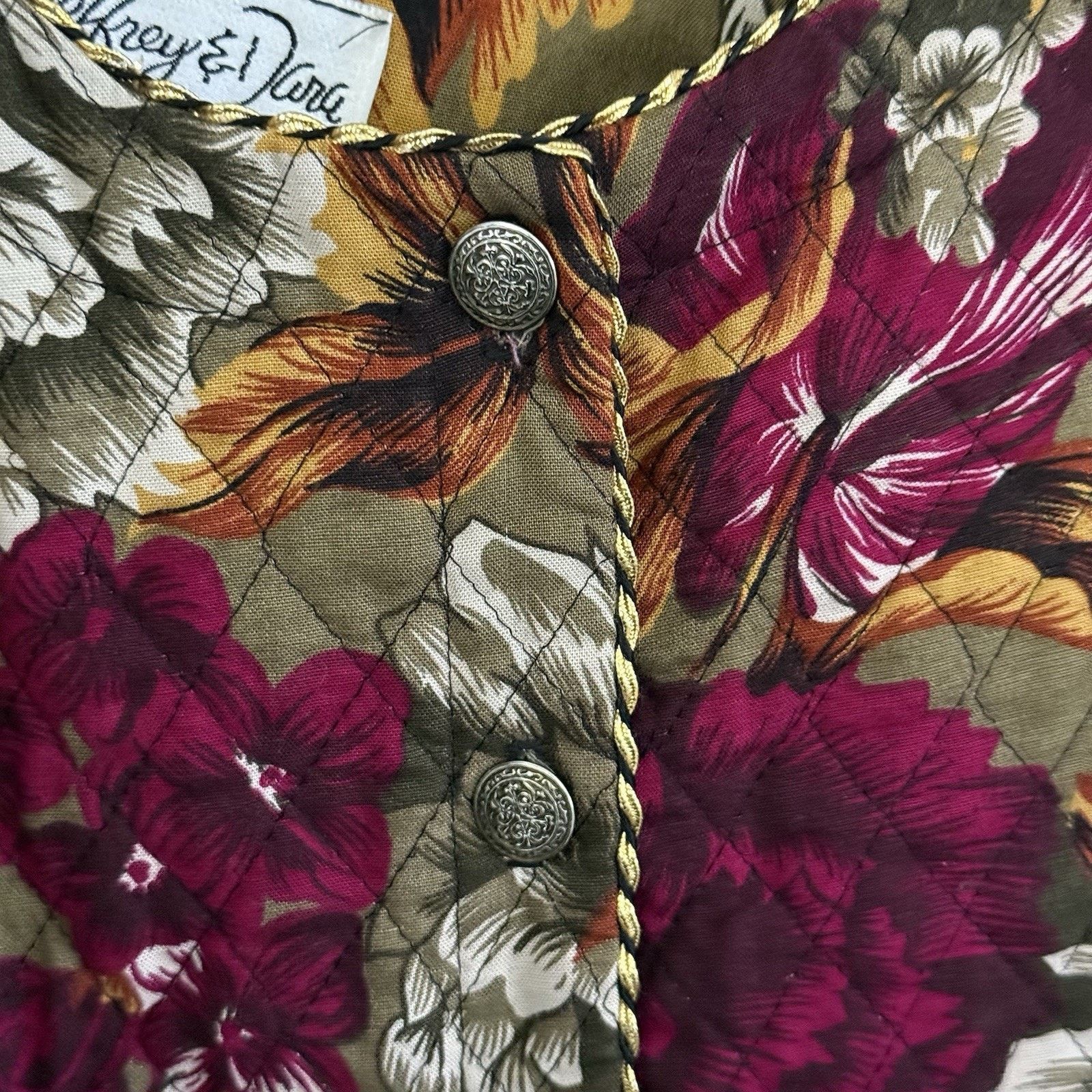 Vintage Vtg Jeffrey & Dara Floral Quilted Jacket 9/10 USA Hutley Size L / US 10 / IT 46 - 7 Thumbnail