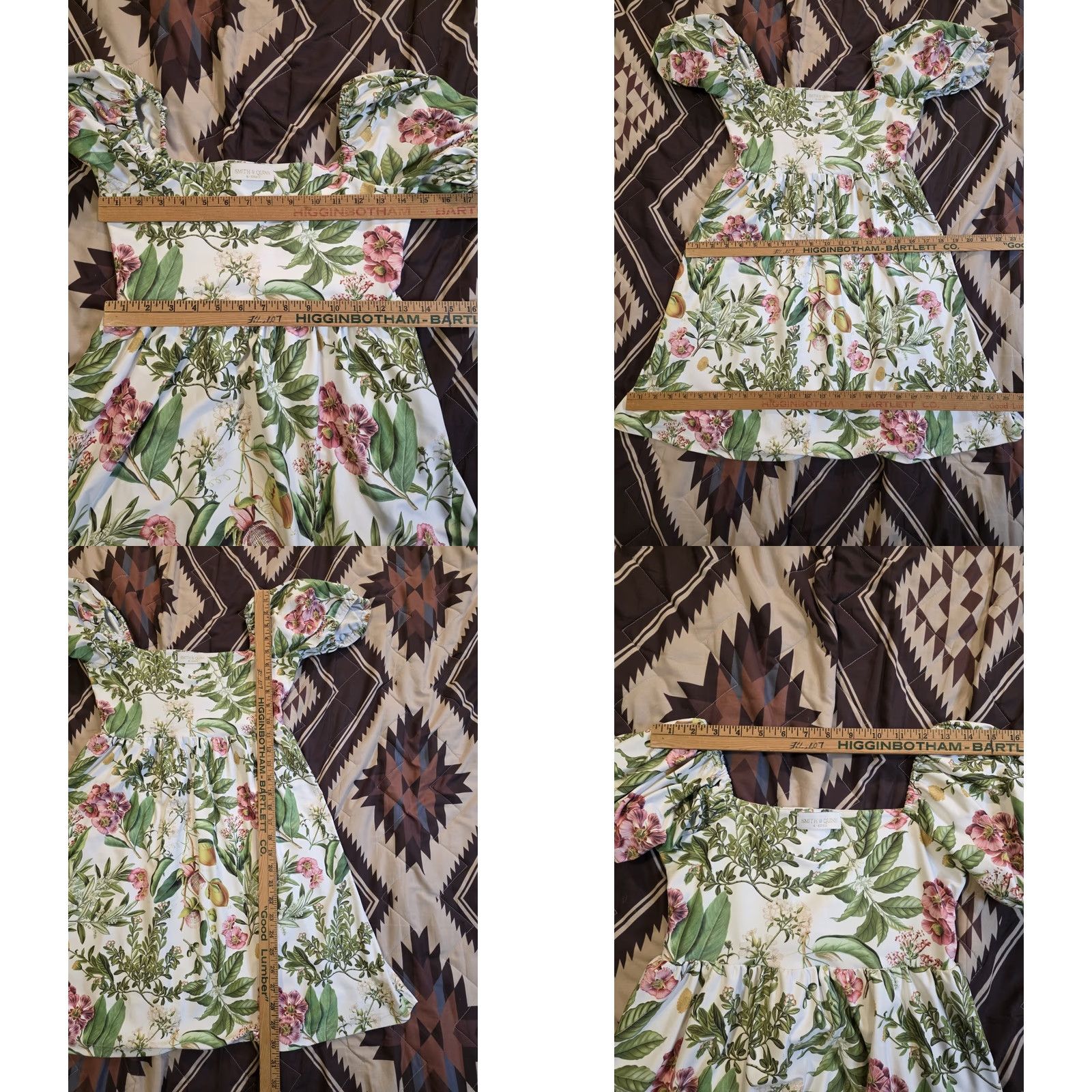 Vintage Smith & Quinn Lucy Dress Floral Print Square Neck Puff Sleeve Mini Women's XS Size XS / US 0-2 / IT 36-38 - 8 Thumbnail