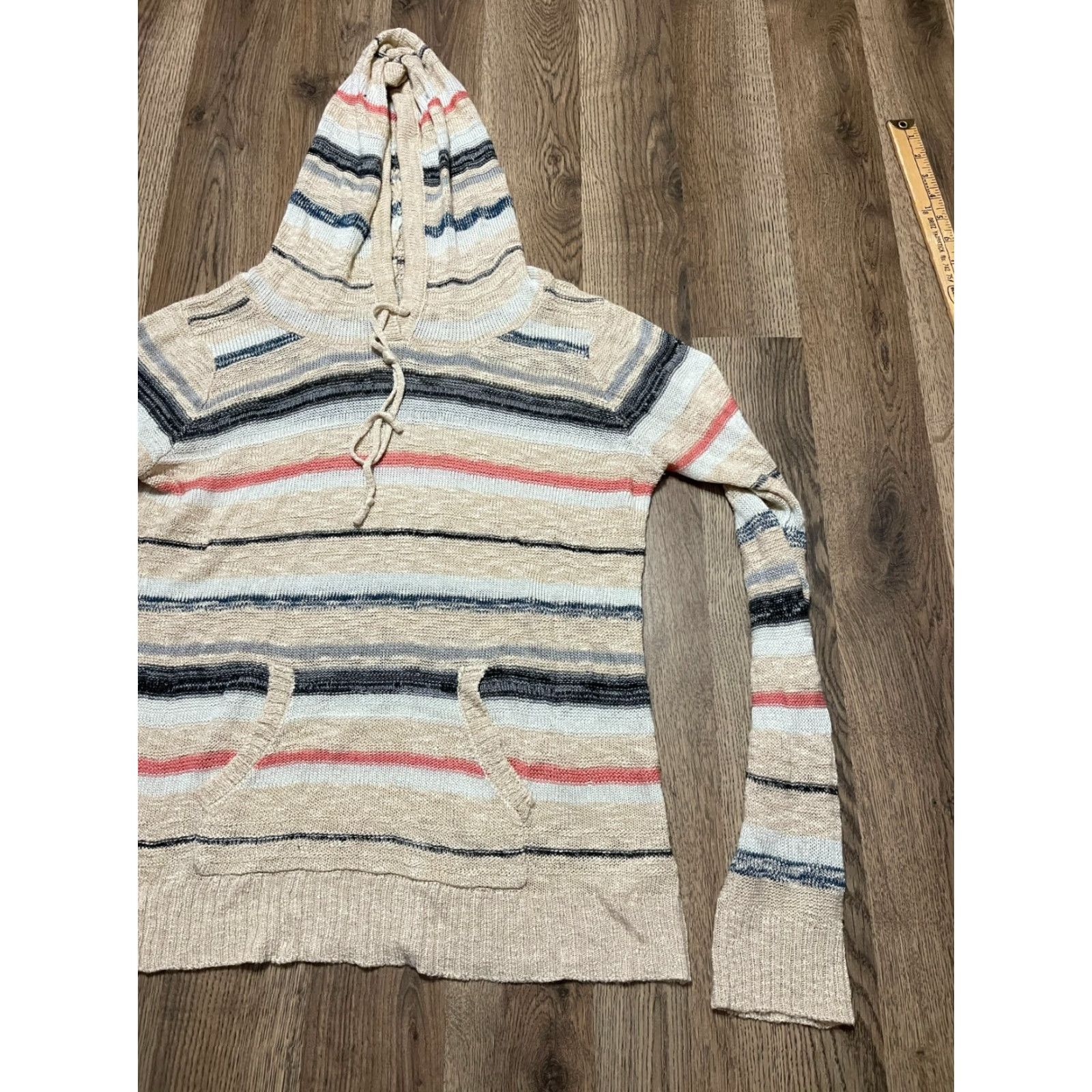 Vintage Maurices Hoodie Womens Medium White Black Striped Pullover Drawstring Casual Regular Modern Size M / US 6-8 / IT 42-44 - 4 Thumbnail