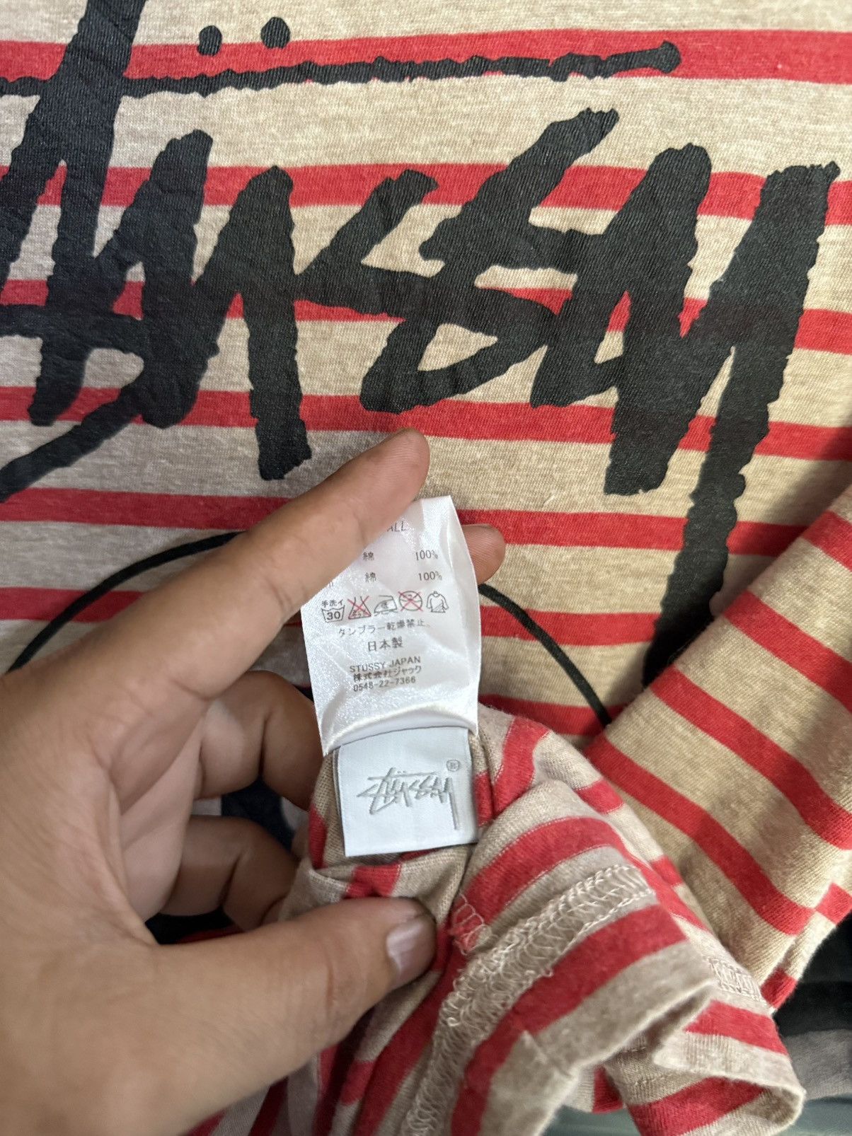 Stussy × Vintage Vintage Stussy Stripe 3Q Japan Grunge Tee Size US L / EU 52-54 / 3 - 6 Thumbnail