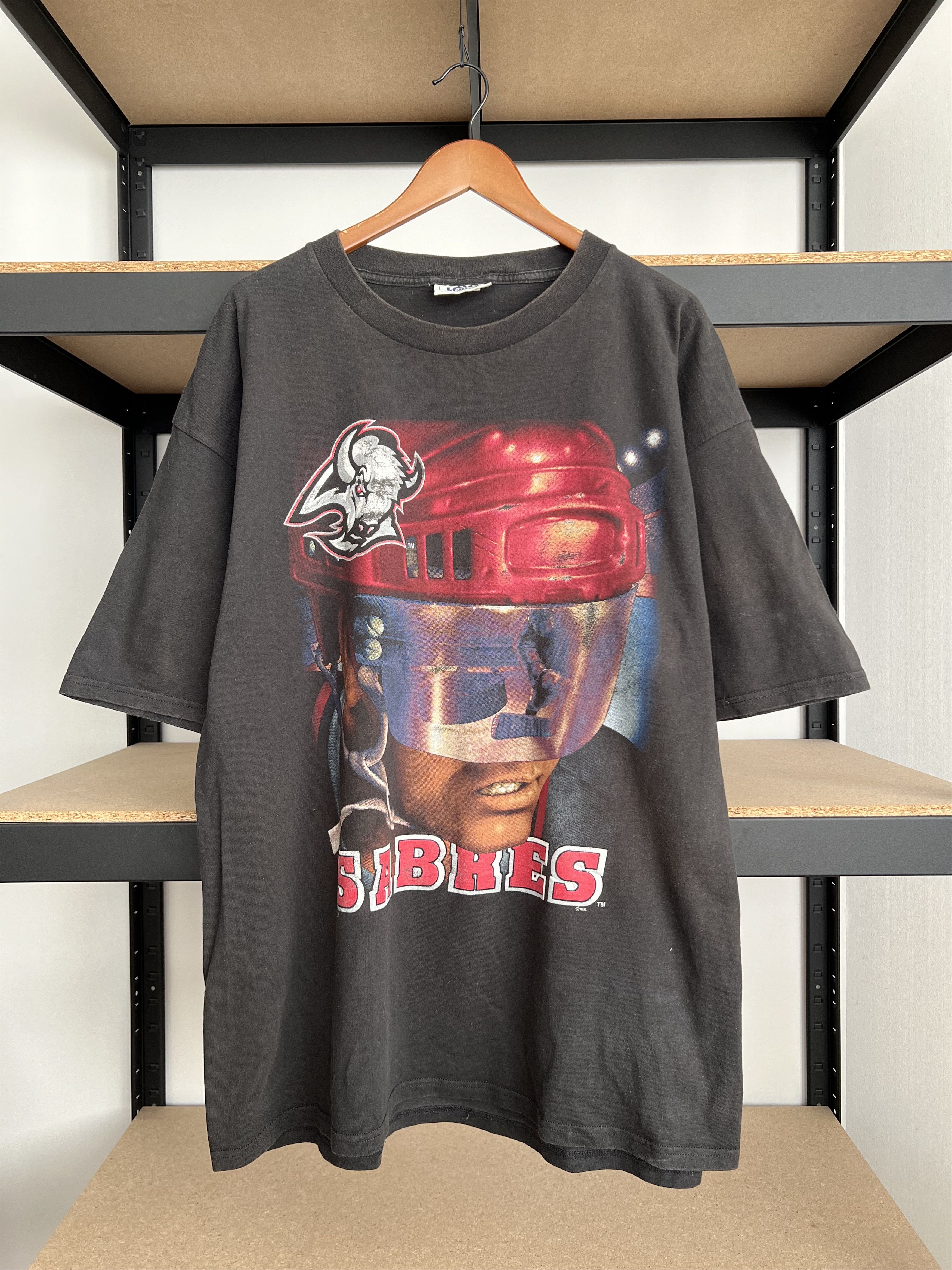 Vintage 90s Buffalo Sabres NHL Hockey Black T-shirt