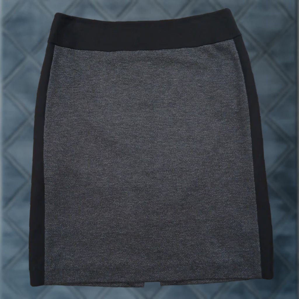 Vintage Tahari Skirt Women Knee Length Pencil Lined Slit Gray 10 Herringbone Size 32" / US 10 / IT 46 - 1 Thumbnail