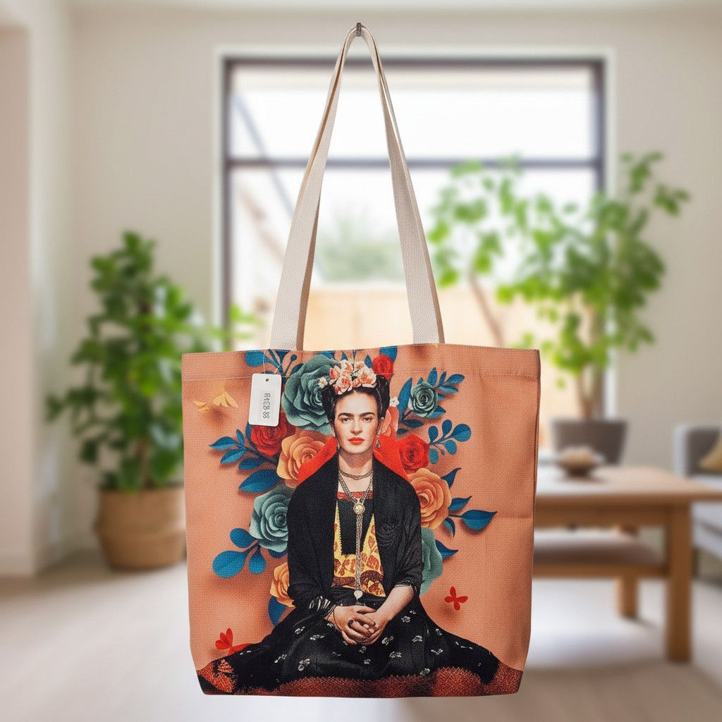 Other FRIDA KAHLO Custom Print Artisanal Linen Tote Bag Hand Size ONE SIZE - 6 Thumbnail