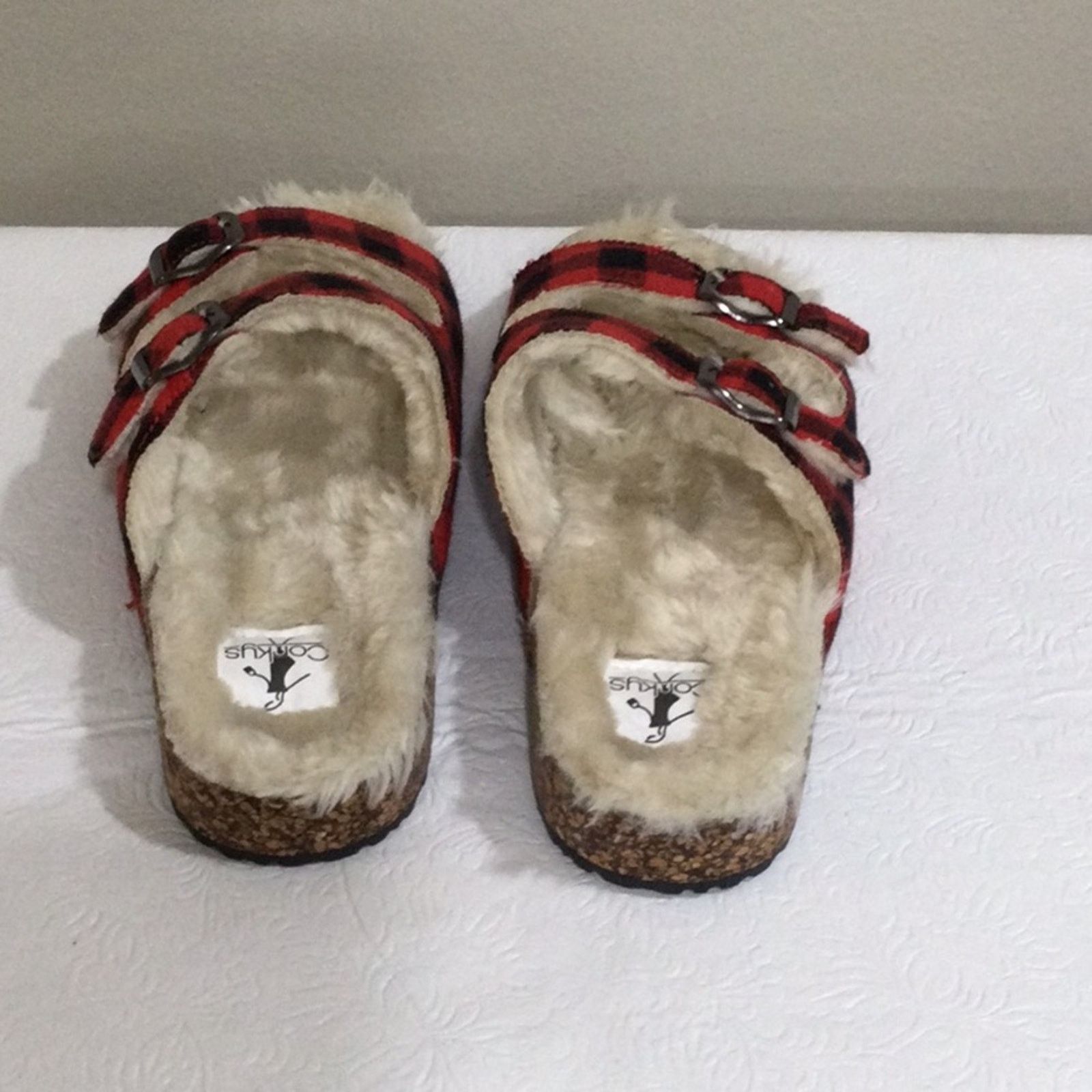 Other Corkys Laid Back Plaid Fur Lined Slip On Sandles 10 NWOT Size US 10 / IT 40 - 6 Thumbnail