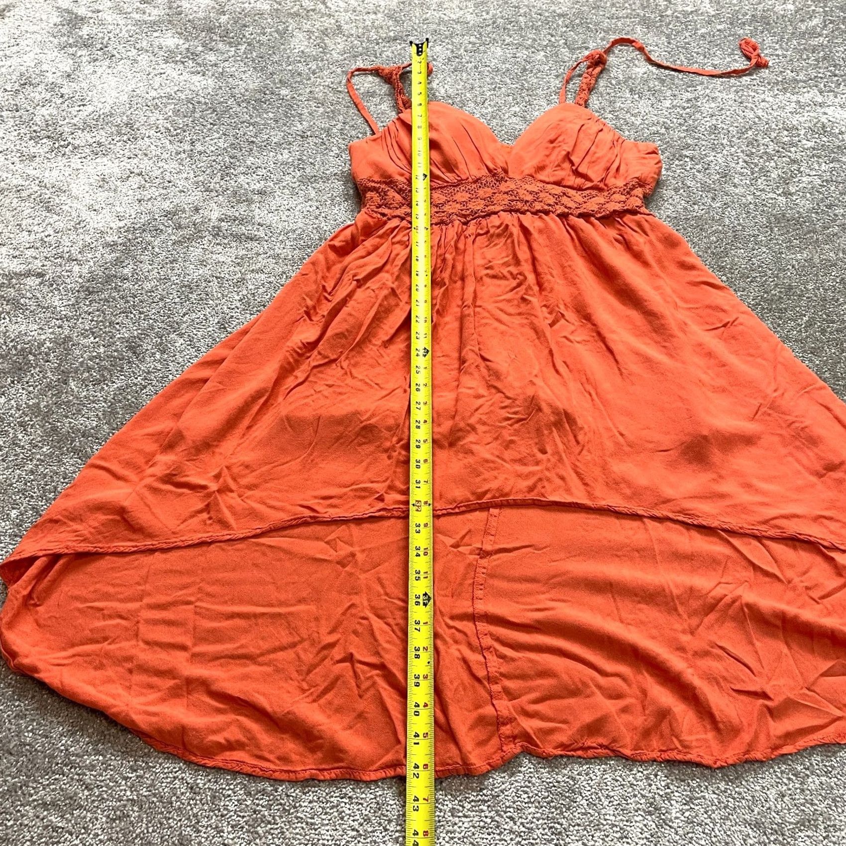Vintage Jolie & Joy Dress Womens Plus 1X Orange Halter Neck A-Line Sleeveless Midi Rayon Stretch Dress Size XL / US 12-14 / IT 48-50 - 2 Thumbnail