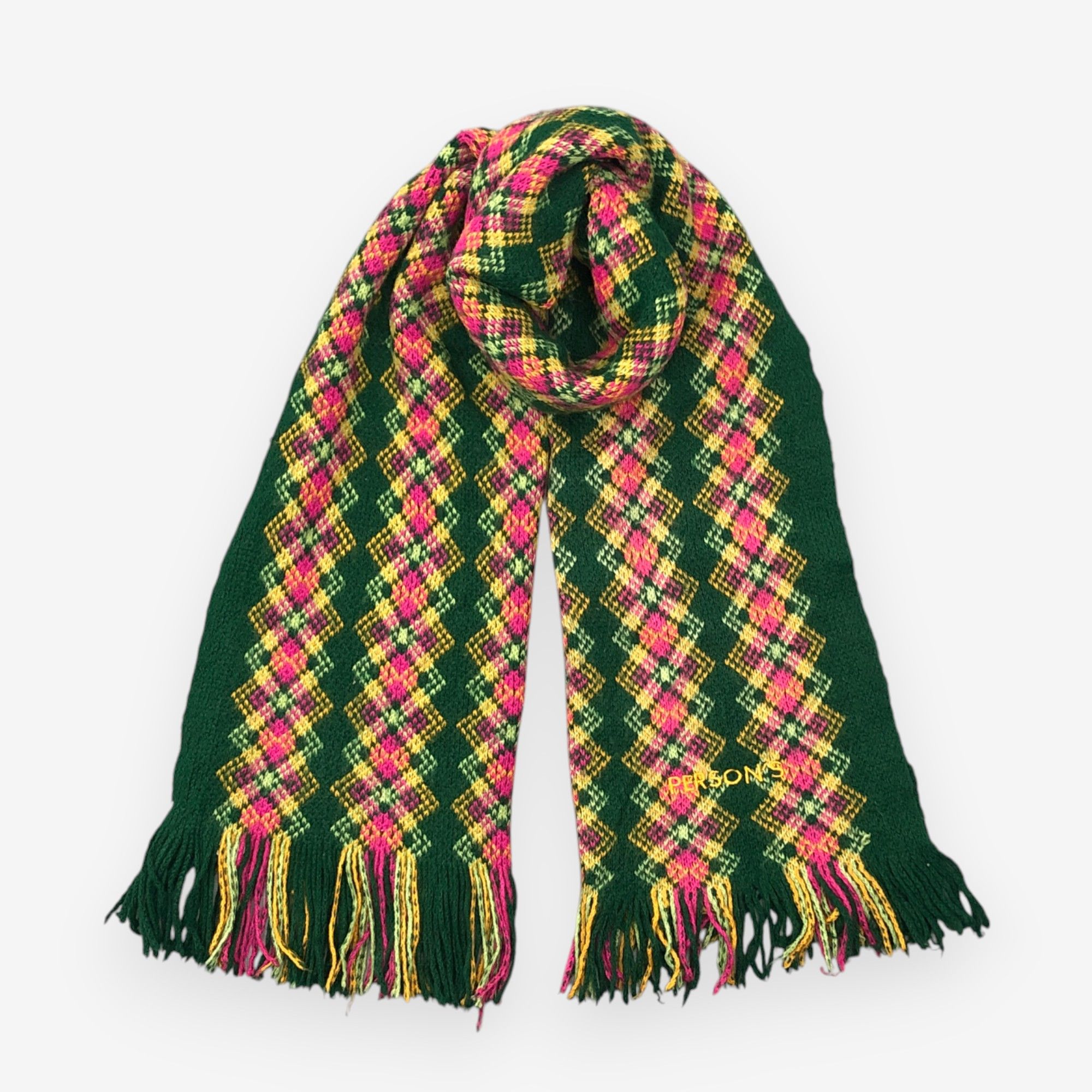 PERSON'S Vintage Person's Scarf Muffler Wool Argyle Fringe Scarves Size ONE SIZE - 1 Thumbnail