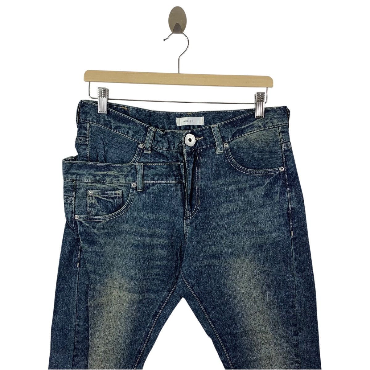Designer × Japanese Brand AND IT Half double waist blue jeans Size 32" / US 10 / IT 46 - 2 Thumbnail