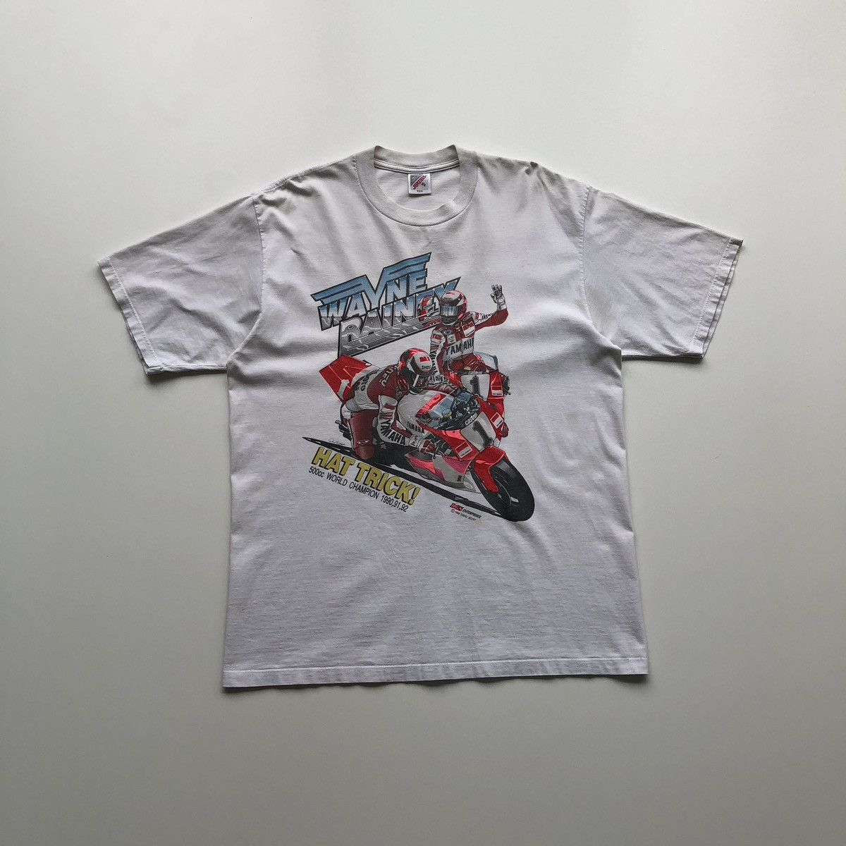 Jerzees Jerzees Wayne Rainey 1992 World Champion 500 Vintage T-Shirt Size US XL / EU 56 / 4 - 1 Thumbnail
