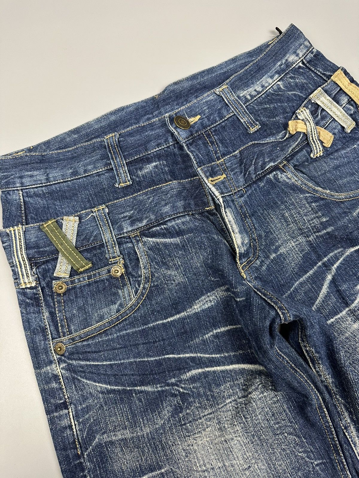If Six Was Nine × Le Grande Bleu (L.G.B.) Japanese Double Waist Whiskered Denim Size US 31 - 8 Thumbnail