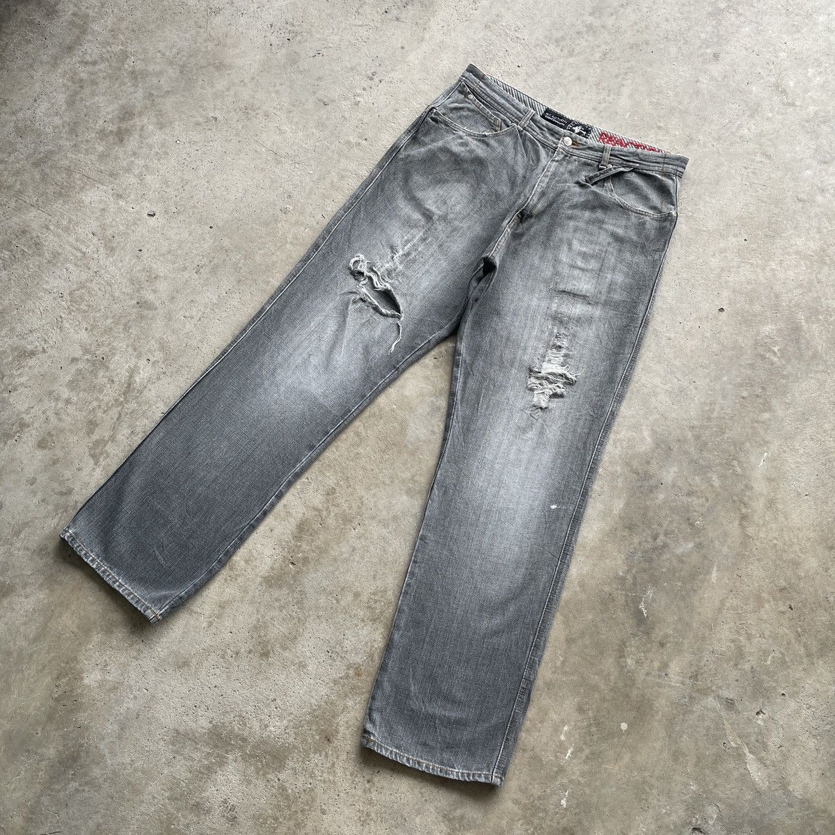 Japanese Brand Vintage Reaction Baggy Denim Faded Grey Japan Jeans Pants Size US 35 - 3 Thumbnail