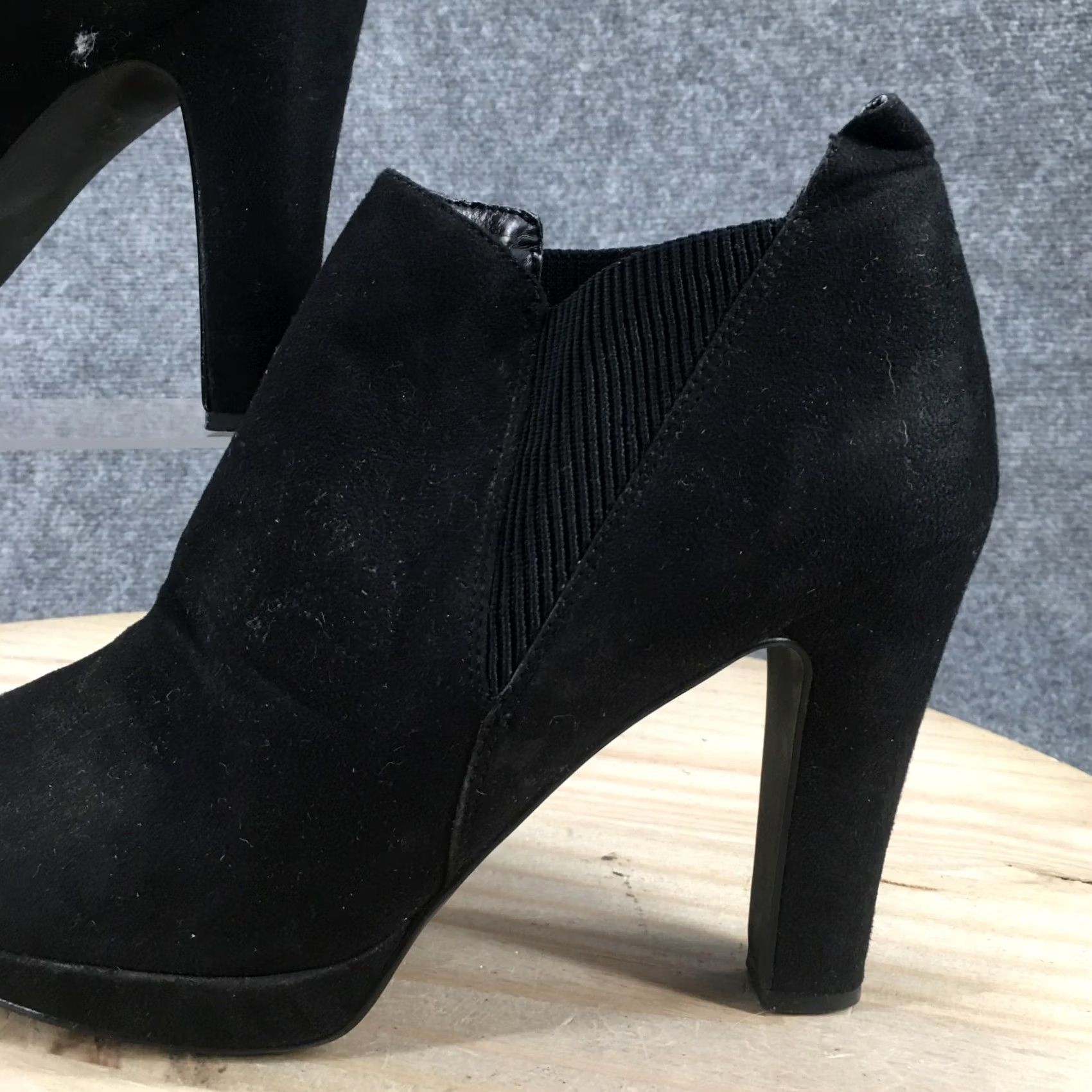 Vintage Impo Stretch Boots Womens 10 M Outride Ankle Booties Heels Black Fabric Pull On Size US 10 / IT 40 - 3 Thumbnail
