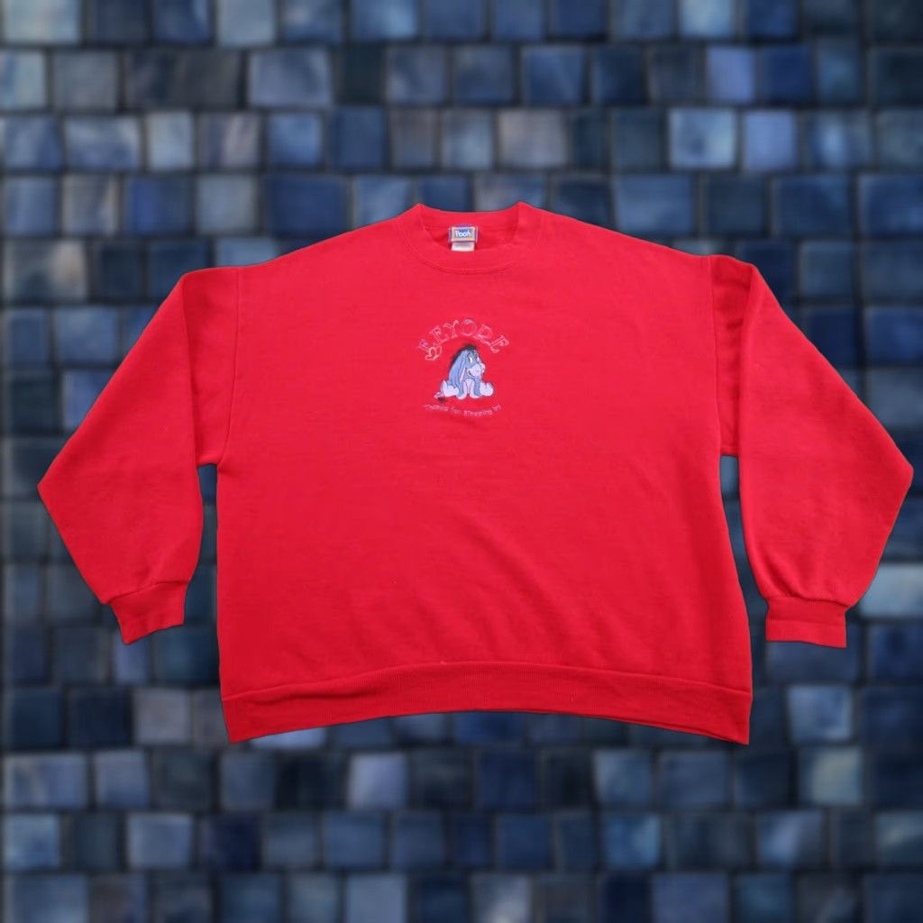 Disney VINTAGE Winnie The Pooh Eyore Embroidered Sweatshirt Womens XL Disney Shirt Regular Red 90s Theme Girls Womens Size XL / US 12-14 / IT 48-50 - 1 Thumbnail