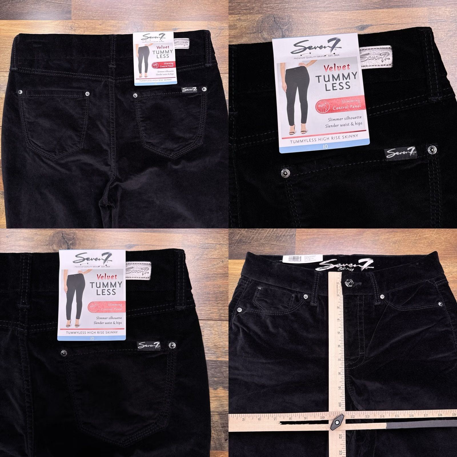 Vintage Seven7 Tumyless High Rise Skinny Velvet Jeans 10 Black Stretch New Womens Size 32" / US 10 / IT 46 - 8 Thumbnail
