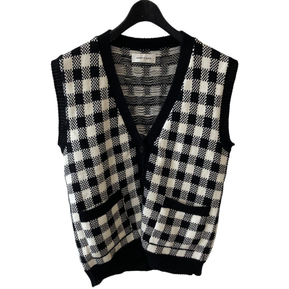 Ernest W. Baker Checkered Knit Sweater Vest Size US S / EU 44-46 / 1 - 1 Thumbnail