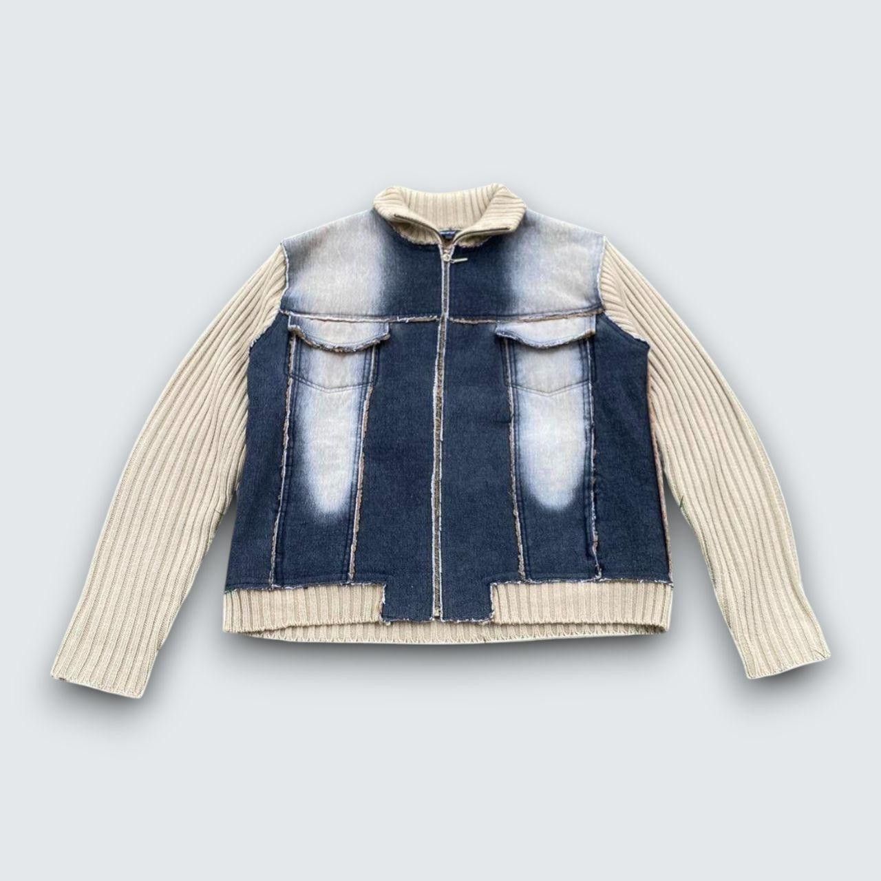 Japanese Brand 00s Denim/Sweater Infused Jacket Navy XL Size US XL / EU 56 / 4 - 1 Thumbnail
