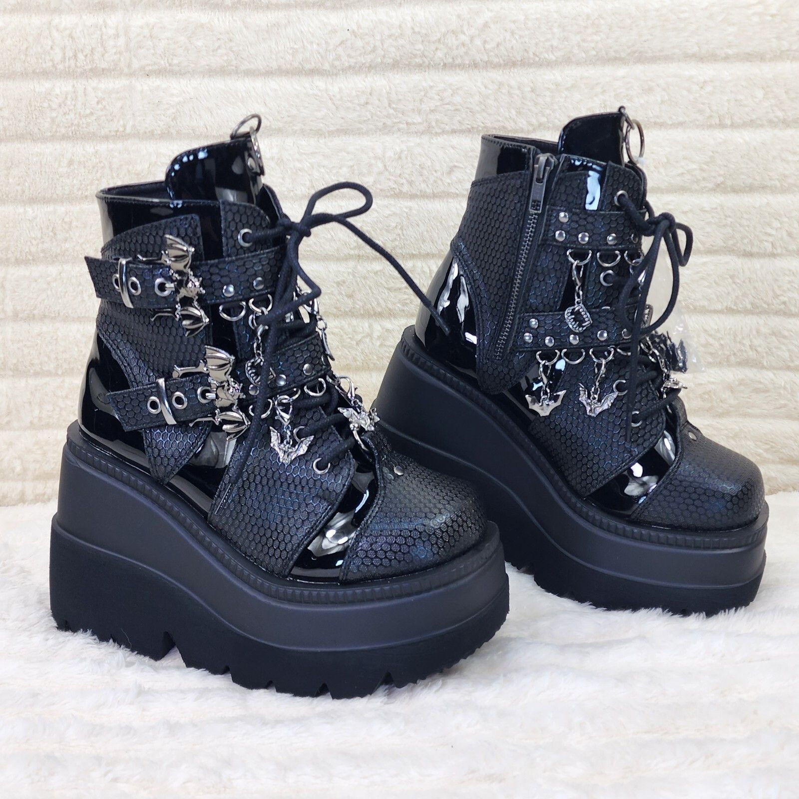 Other Shaker 66 Black Matte / Patent Platform 4.5" Wedge Heel Char Size US 12 / IT 42 - 7 Thumbnail