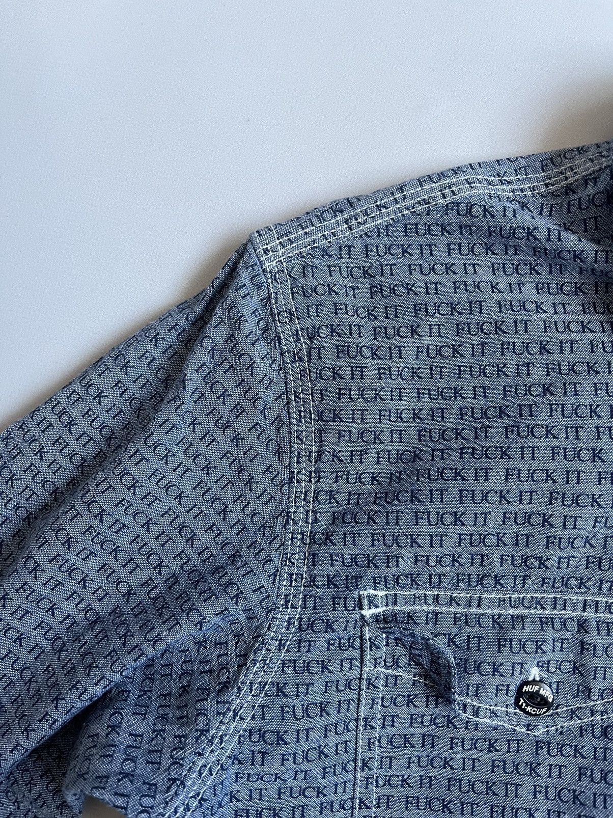 Huf × Thrasher HUF Unisex Blue Chambray Workwear Cat Eye Button Up Shirt Size US M / EU 48-50 / 2 - 10 Thumbnail