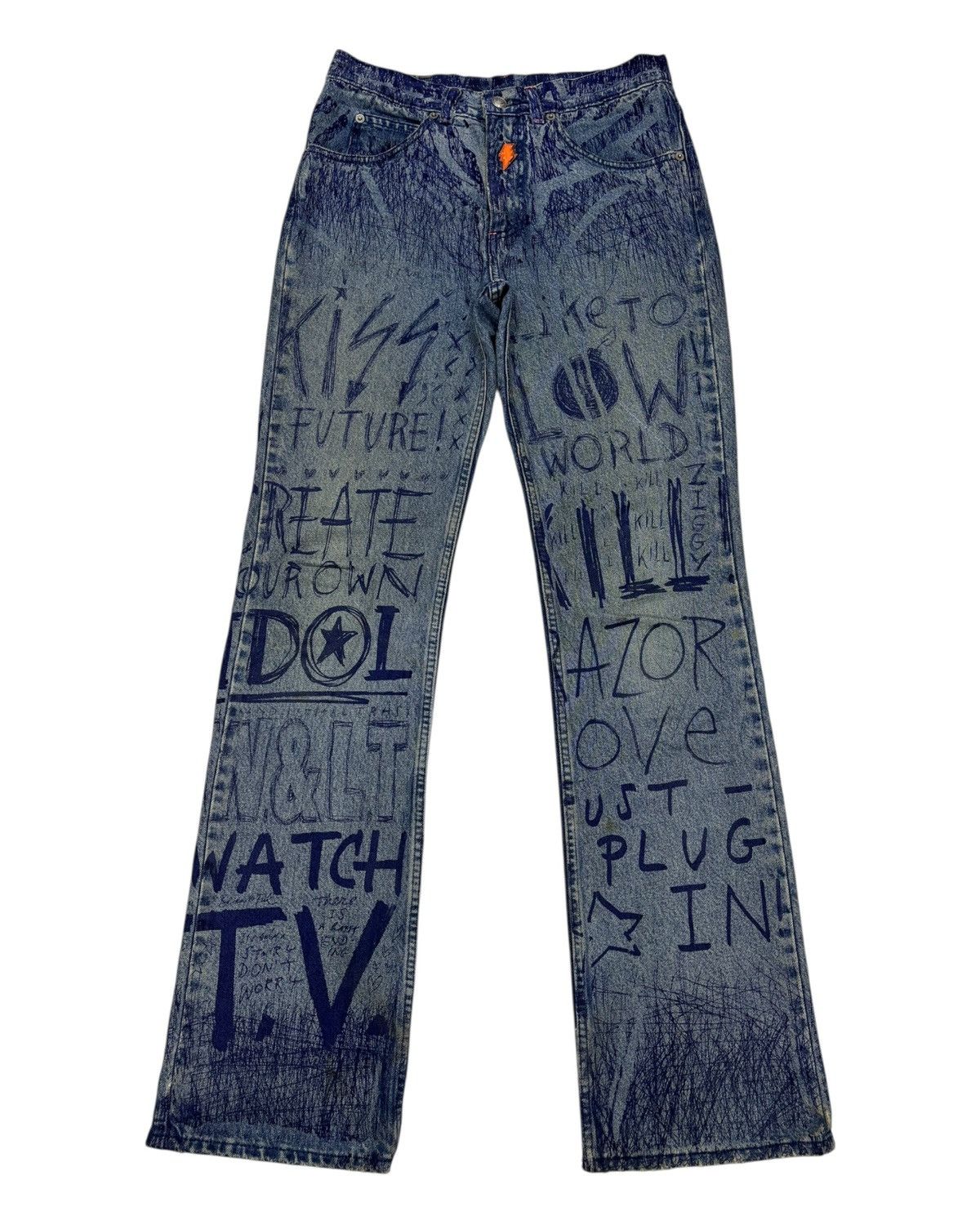W&LT W&LT Archives - A/W 1997 - Pen Graffiti Denim Jeans Size US 30 / EU 46 - 7 Thumbnail